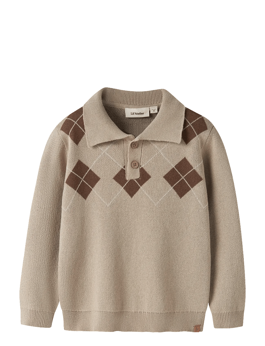 Lil'Atelier - NMMRONAN LS KNIT POLO LIL - white pepper - 0