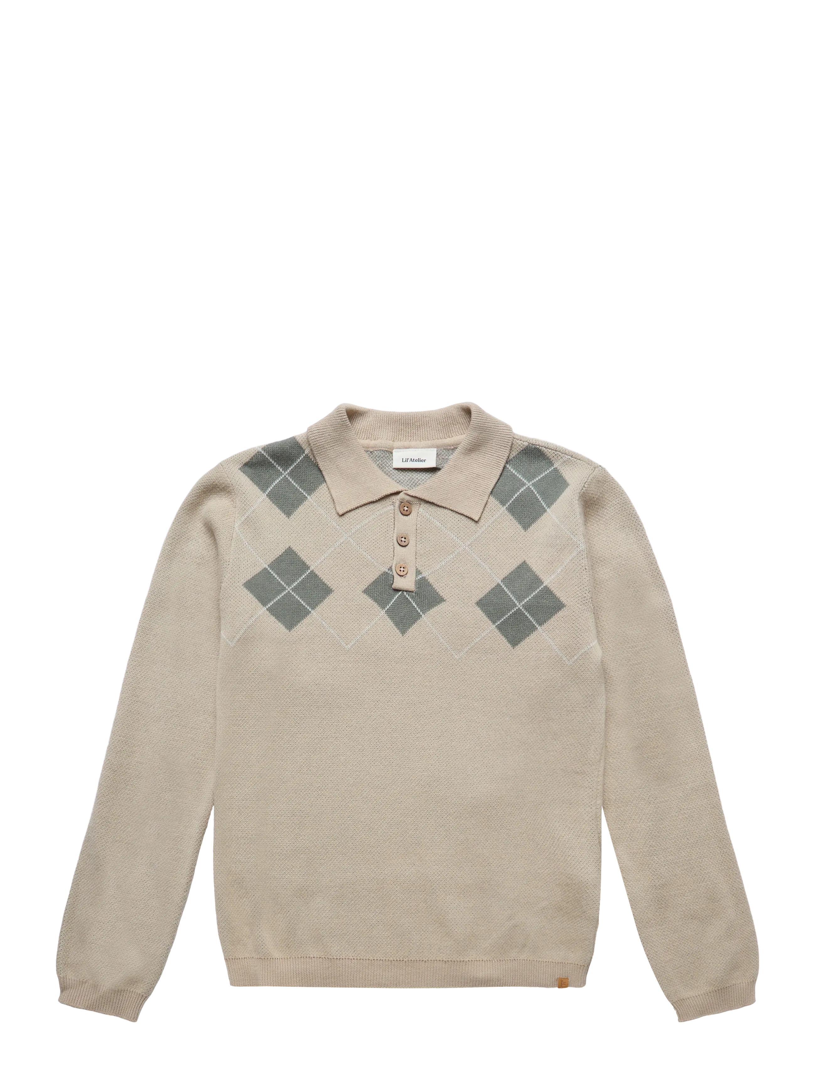 Lil'Atelier NMMRONAN LS KNIT POLO LIL - Oberteile - WHITE PEPPER / grey