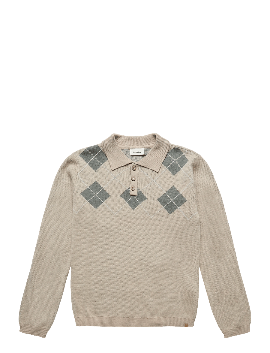 Lil'Atelier - NMMRONAN LS KNIT POLO LIL - langærmede poloer - white pepper - 0