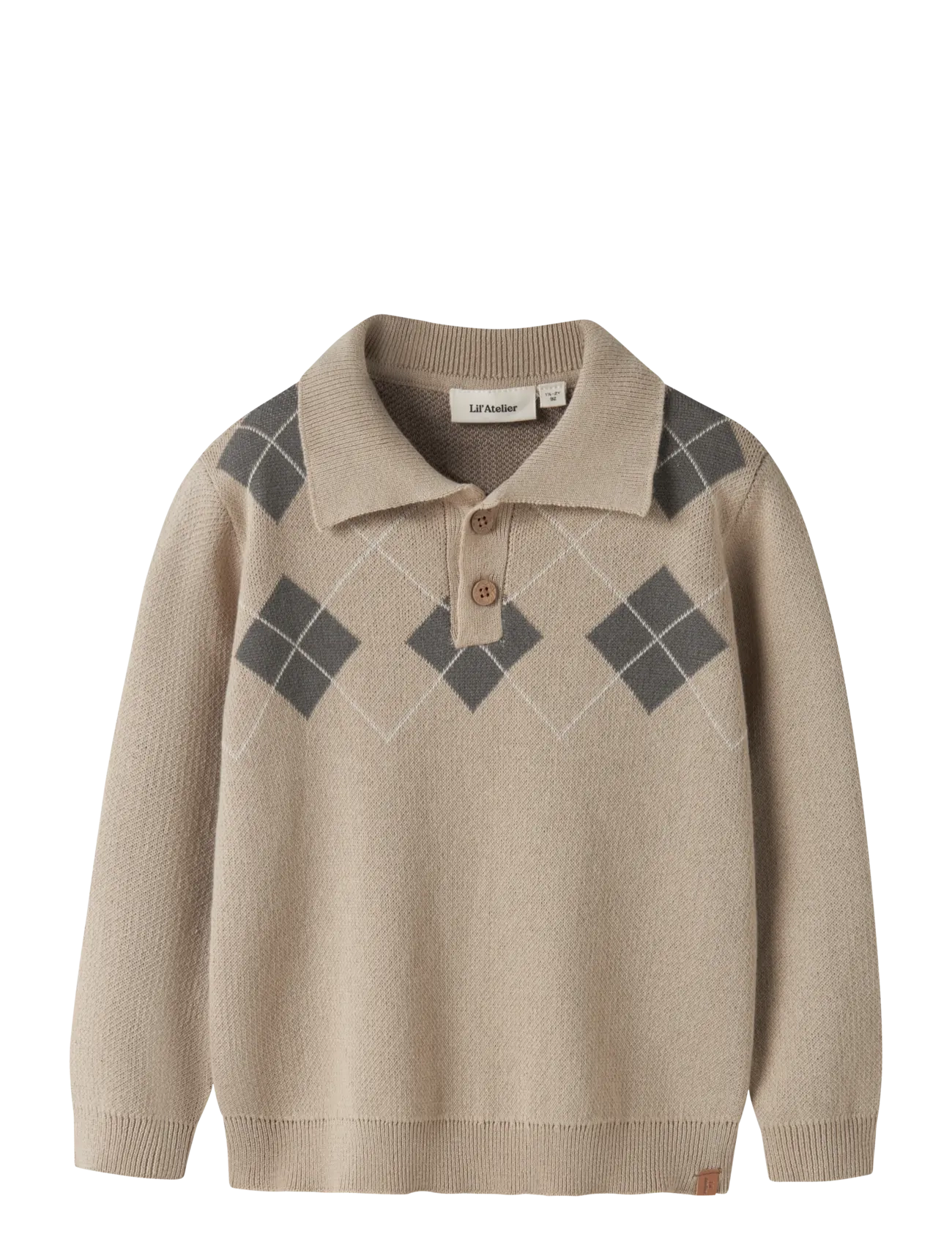 Lil'Atelier NMMRONAN LS KNIT POLO LIL - Lil'Atelier - WHITE PEPPER / beige