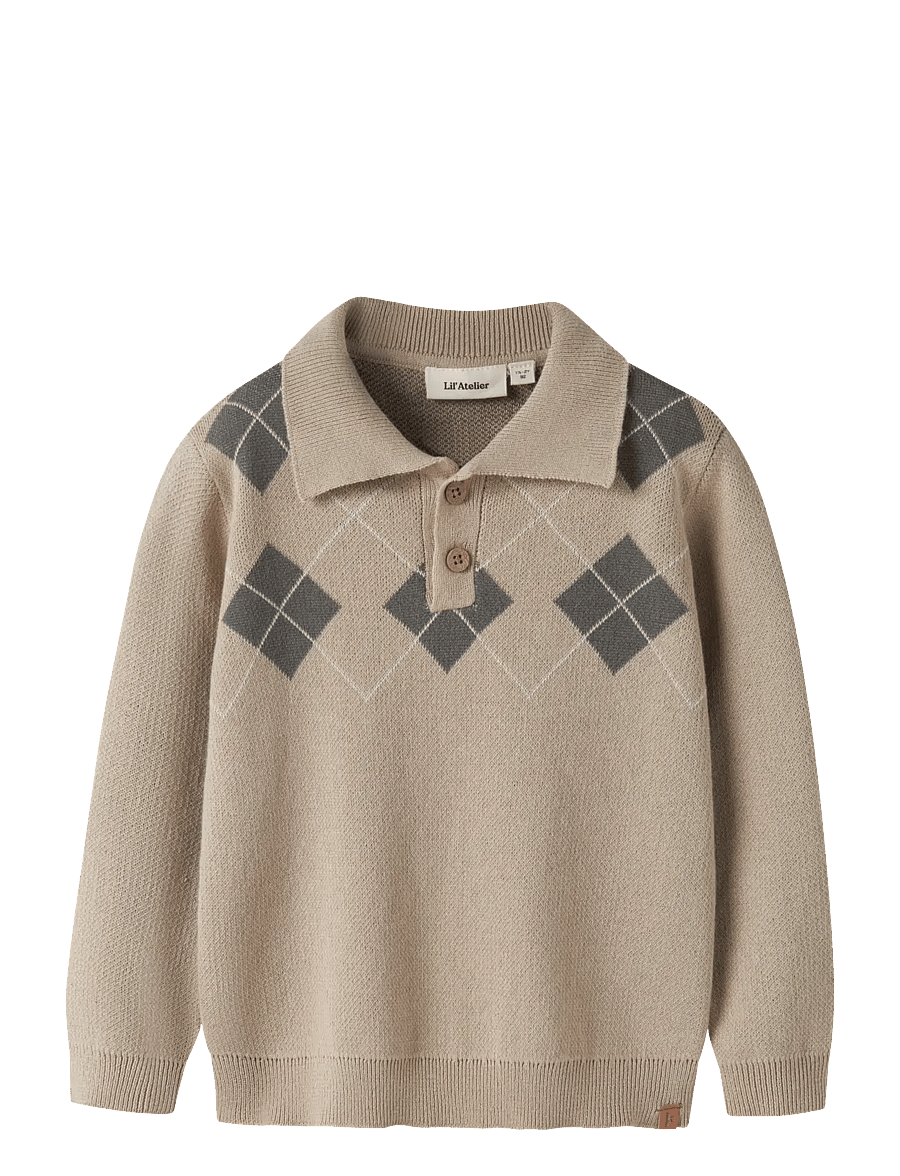Lil'Atelier - NMMRONAN LS KNIT POLO LIL - pikkade varrukatega polod - white pepper - 0