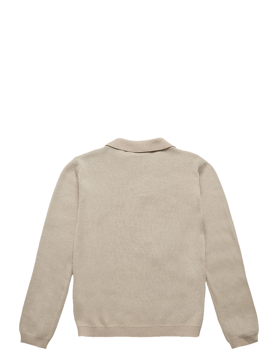 Lil'Atelier - NMMRONAN LS KNIT POLO LIL - langærmede poloer - white pepper - 1