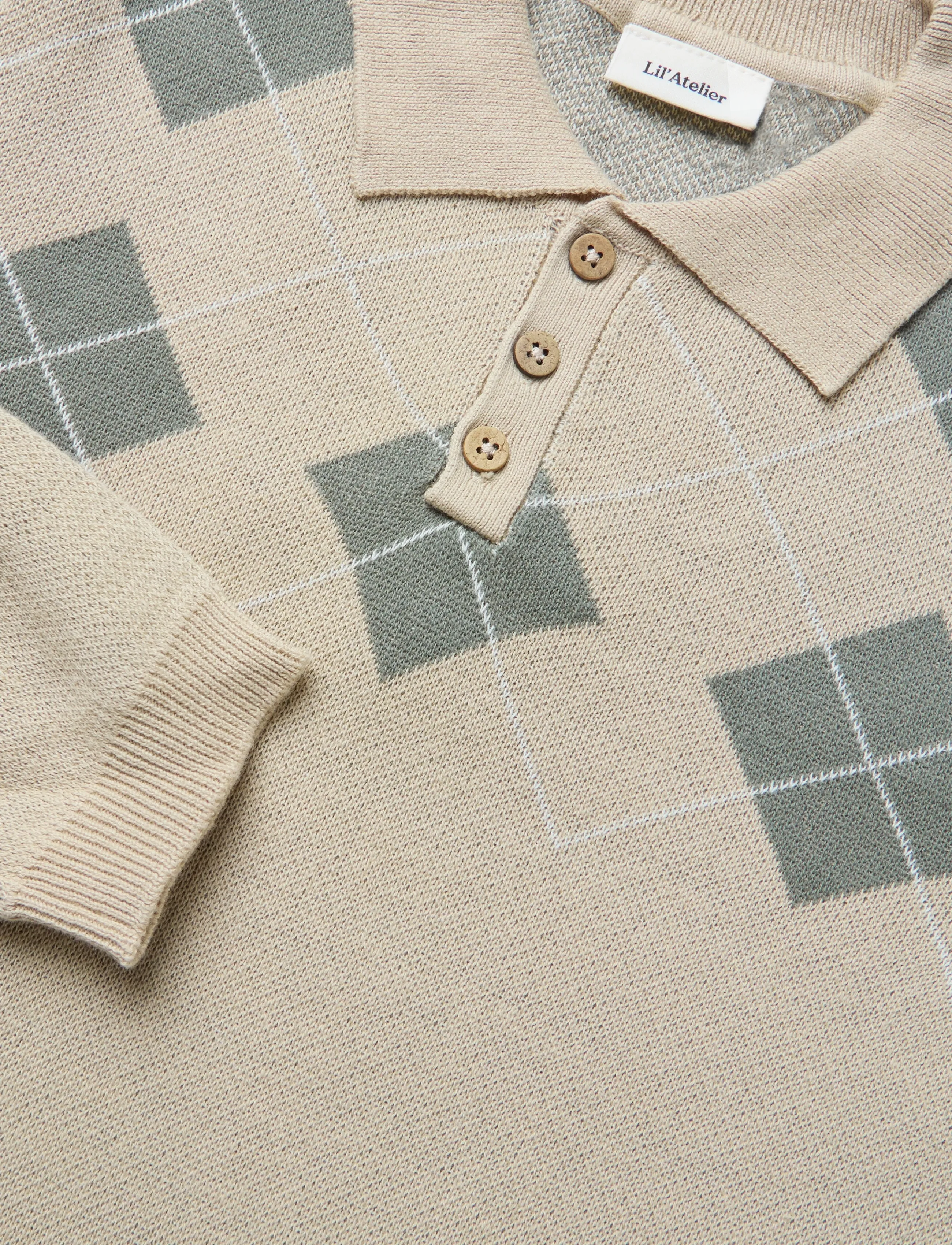 Lil'Atelier - NMMRONAN LS KNIT POLO LIL - langærmede poloer - white pepper - 2