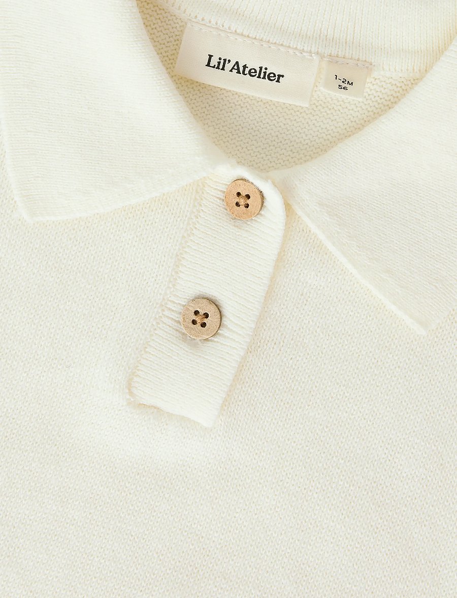Lil'Atelier - NBMHITOS LOOSE SS POLO KNIT LIL - stutterma polo - coconut milk - 2