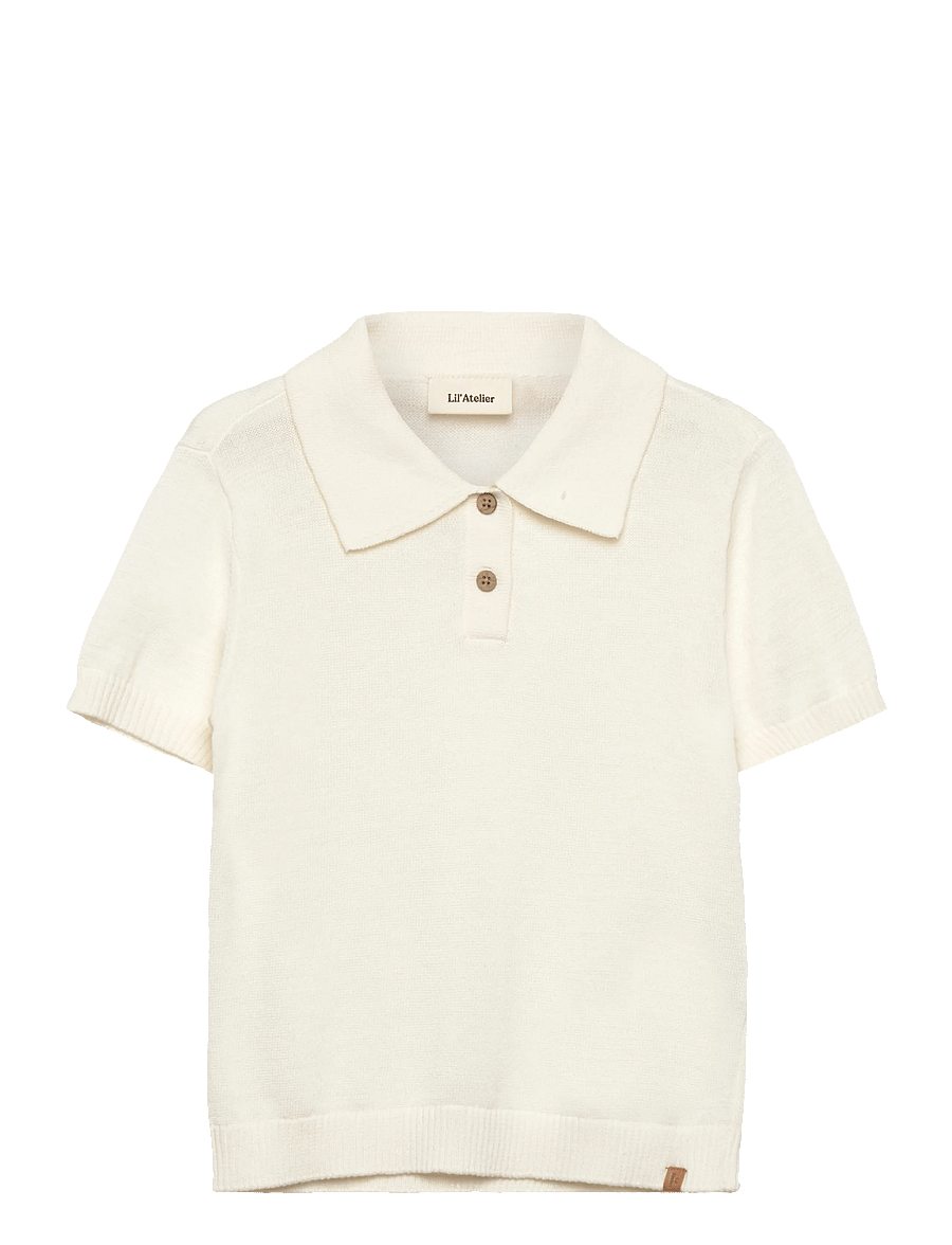 Lil'Atelier - NMMHITOS LOOSE SS POLO KNIT LIL - kortærmede poloer - coconut milk - 0