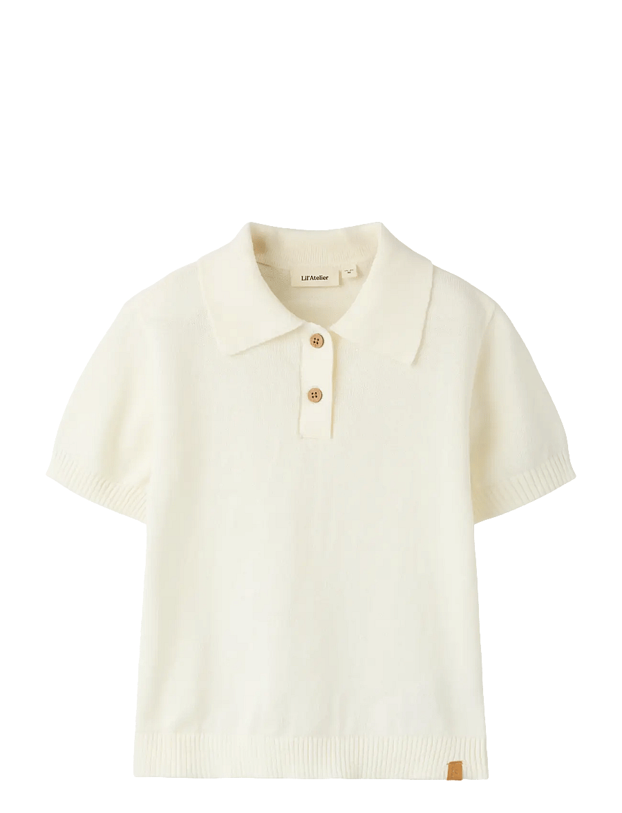 Lil'Atelier - NMMHITOS LOOSE SS POLO KNIT LIL - kurzärmelig - coconut milk - 0