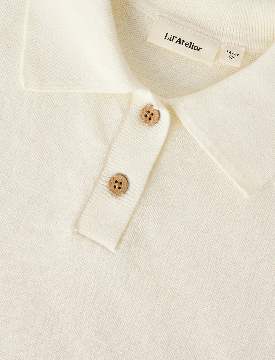Lil'Atelier - NMMHITOS LOOSE SS POLO KNIT LIL - kurzärmelig - coconut milk - 2
