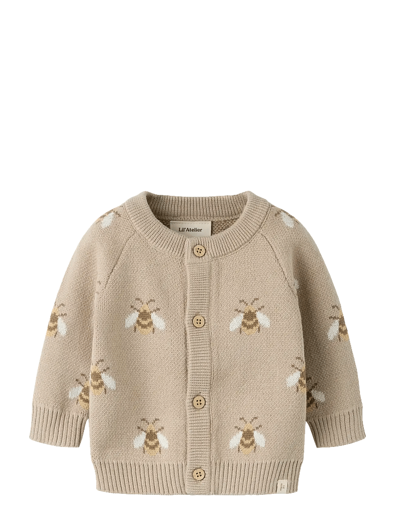 Lil'Atelier - NBNLAMOE LS KNIT CARD LIL - cardigans - oxford tan - 0