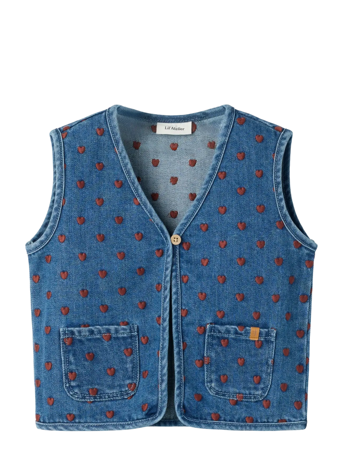 Lil'Atelier Nmfliva Loose Dnm Vest 2001-Se Lil, 122, Oberbekleidung, Blau - Outdoor Westen, Kinder