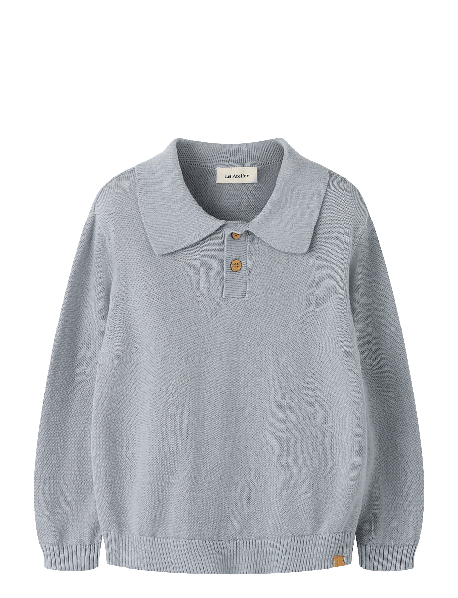 Lil'Atelier - NMMHITOS LOOSE LS POLO KNIT LIL - langærmede poloer - sleet - 0