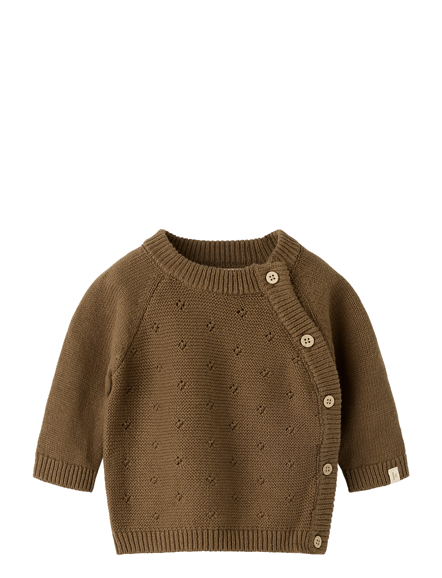 Lil'Atelier - NBNLAGUNA LS WRAP KNIT LIL - cardigans - teak - 0
