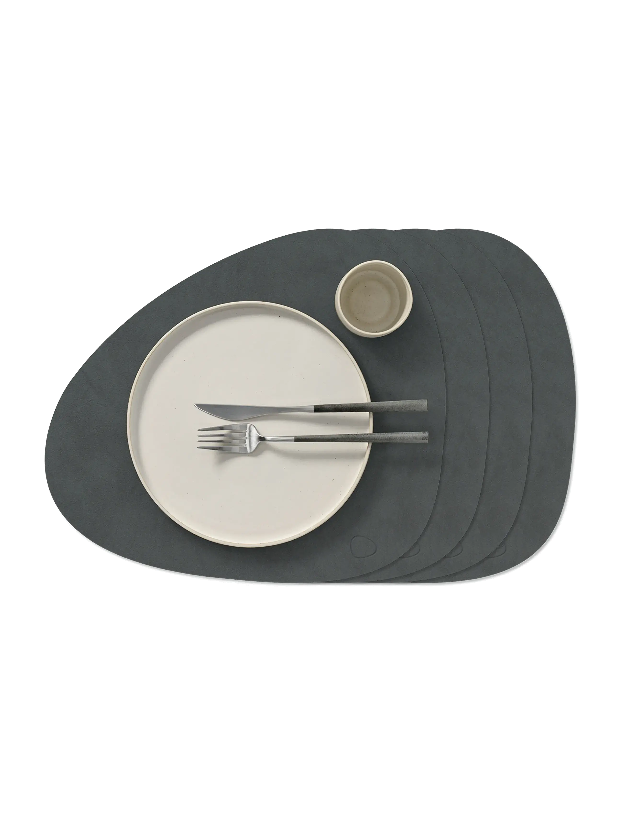 LIND DNA 4-Set Table Mat Curve L Nupo - Servering - ANTHRACITE / grey
