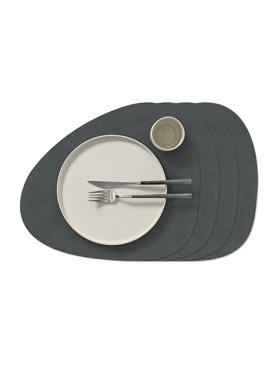 LIND DNA - 4-Set Table Mat Curve L Nupo - textilier - anthracite - 1