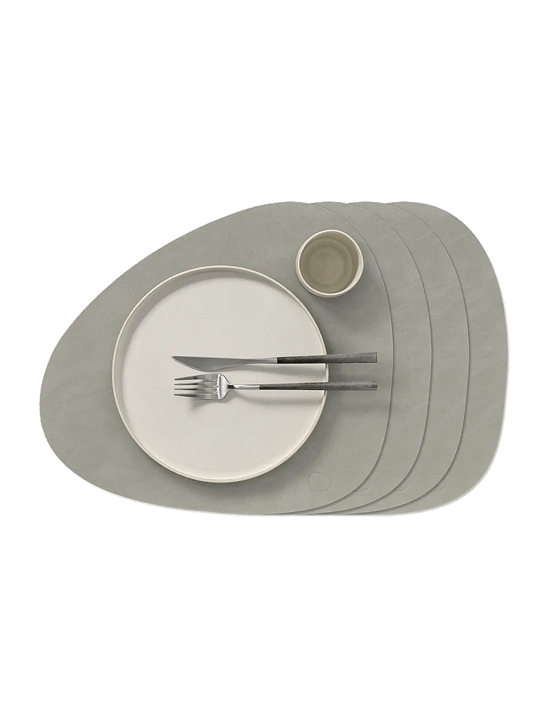 LIND DNA - 4-Set Table Mat Curve L Nupo - textiles - light grey - 0
