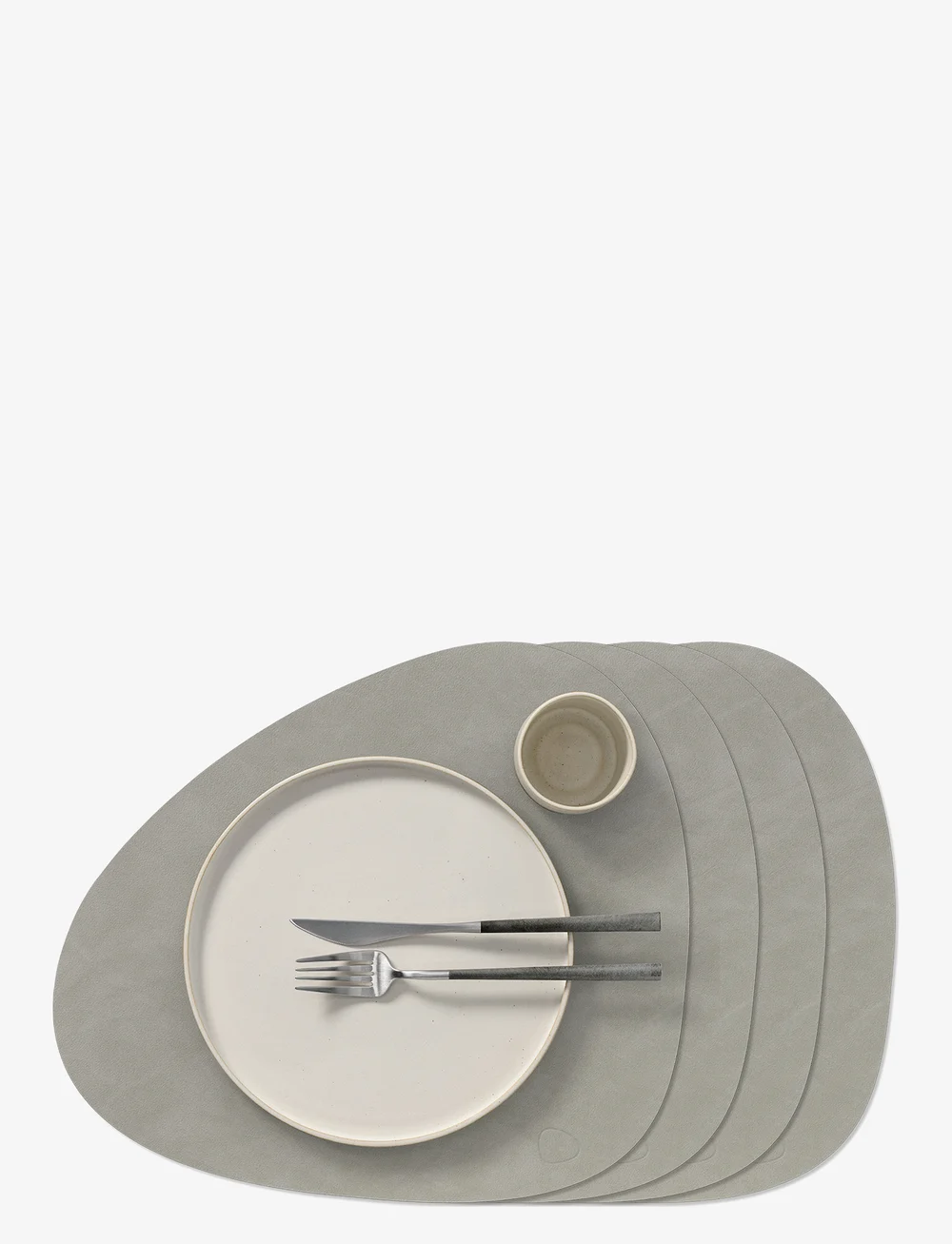 LIND DNA - 4-Set Table Mat Curve L Nupo - tekstiilit - light grey - 0