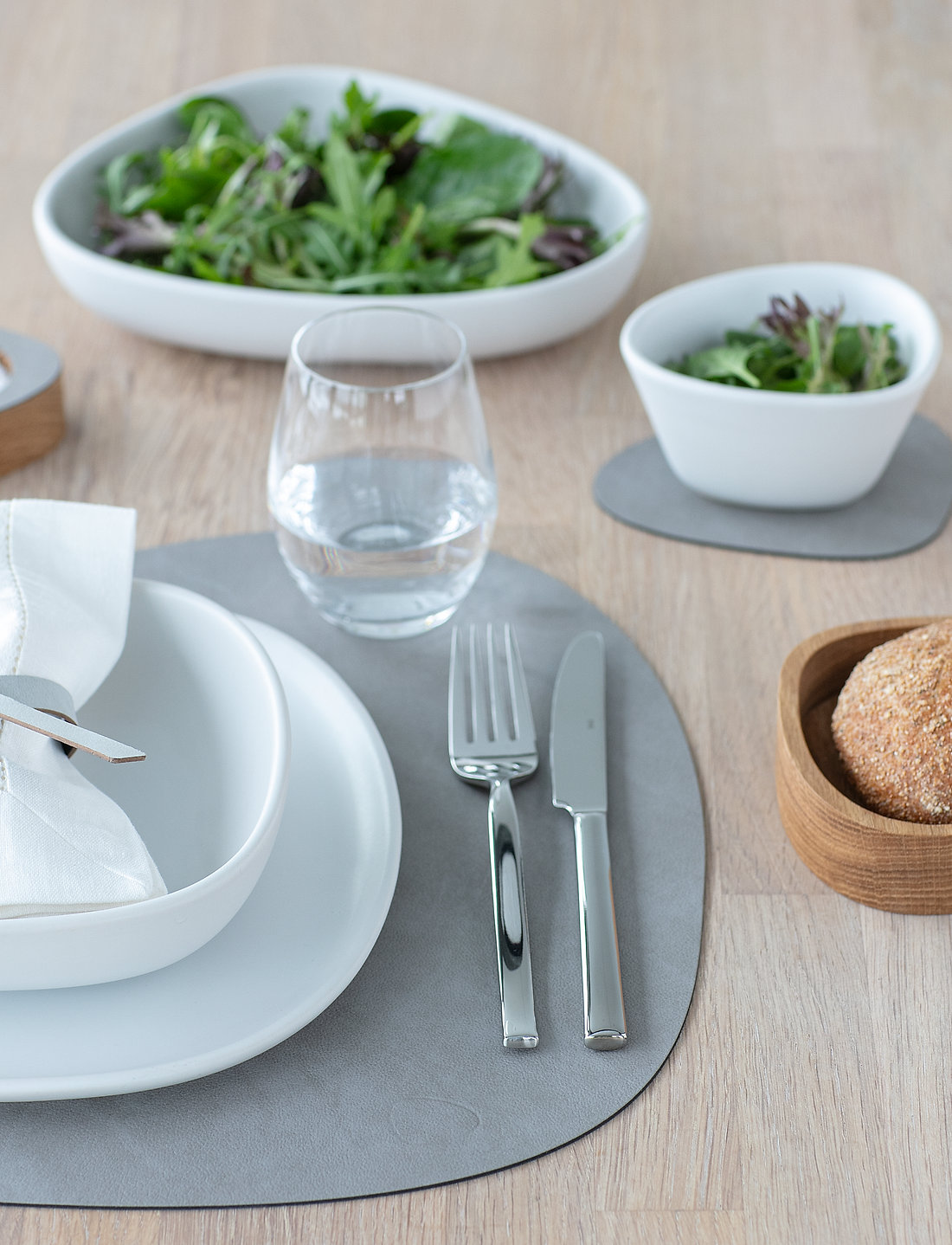 LIND DNA - 4-Set Table Mat Curve L Nupo - tekstiilit - light grey - 2