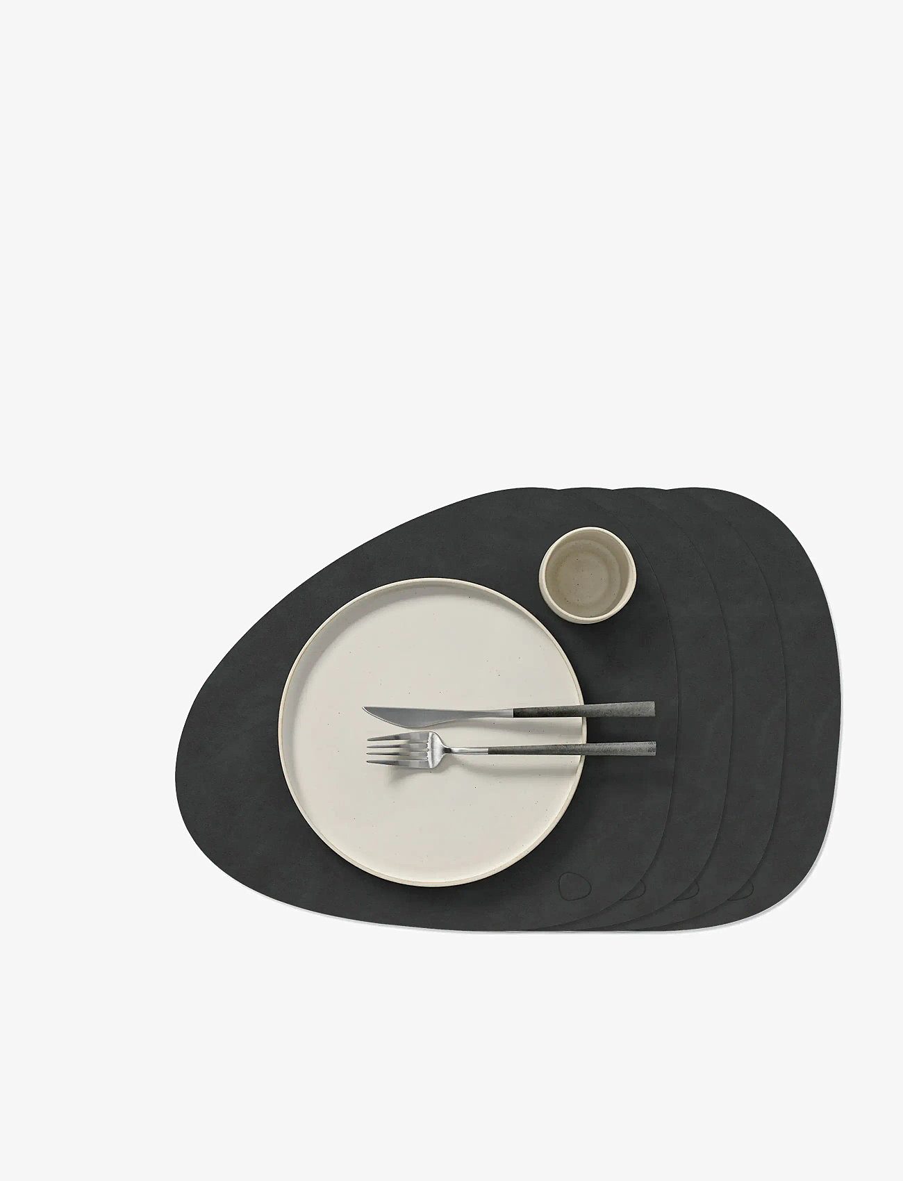 LIND DNA - 4-Set Table Mat Curve L Nupo - tekstiilid - black - 0