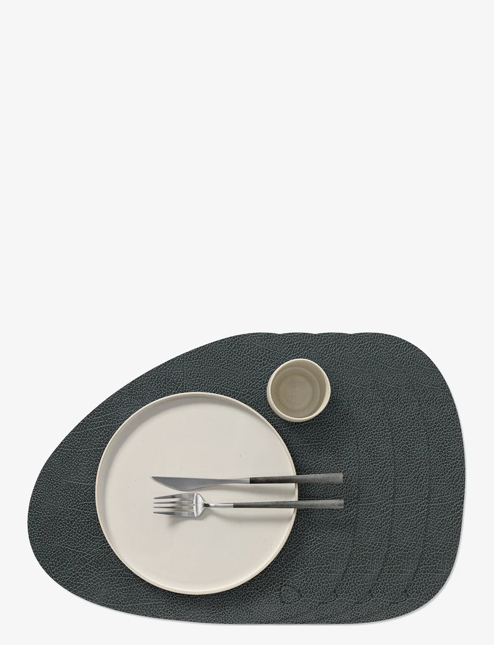 LIND DNA - 4-Set Table Mat Curve L Hippo - textilier - black-anthracite - 0