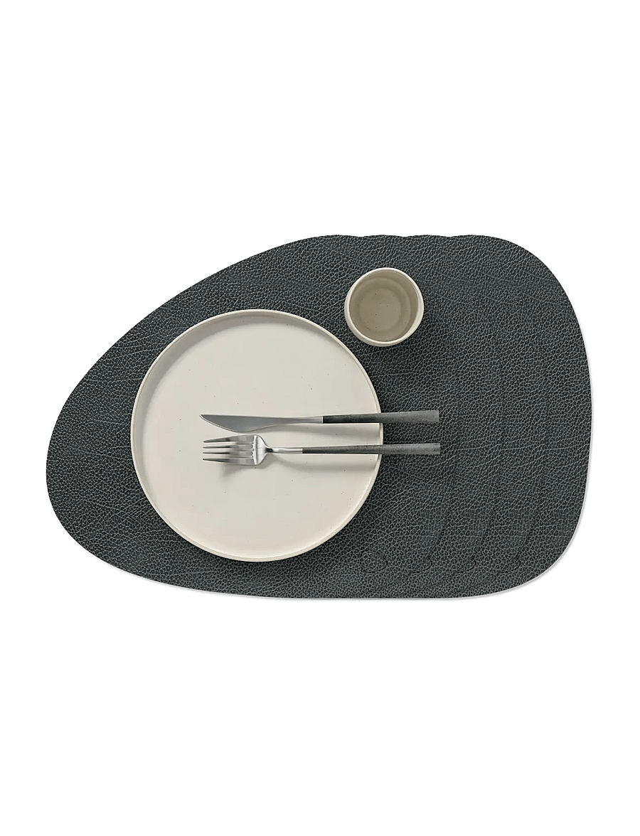 LIND DNA - 4-Set Table Mat Curve L Hippo - textiles - black-anthracite - 0