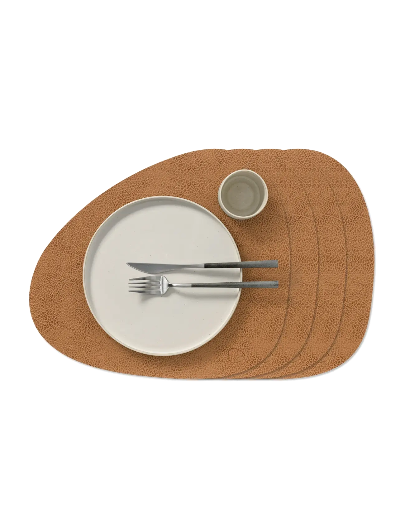 LIND DNA 4-Set Table Mat Curve L Hippo - Servering - NATURE / brown
