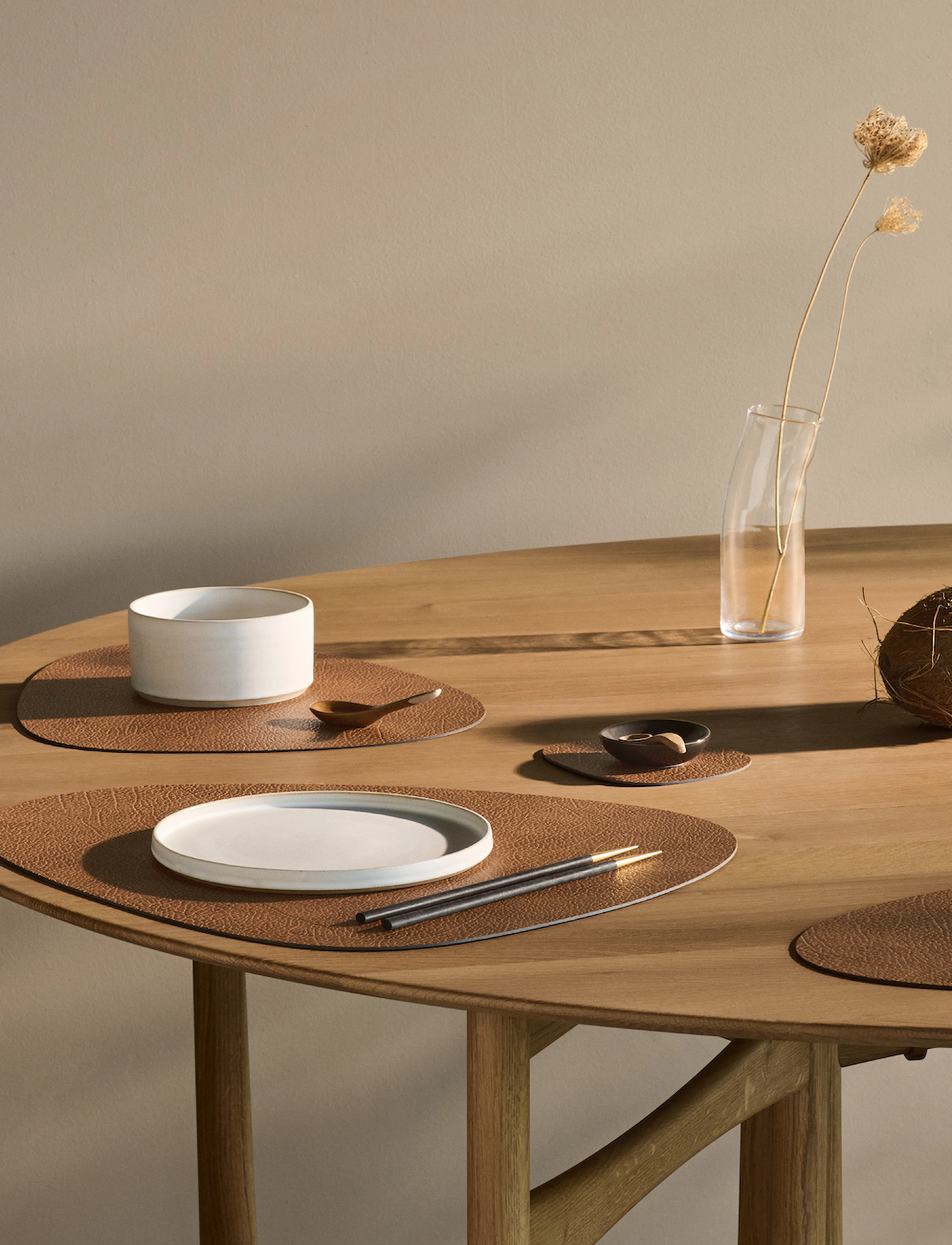 LIND DNA 4-Set Dækkeserviet Curve L Hippo, 37X44 cm, Kitchen Textiles, Braun - Placemats, Homeware