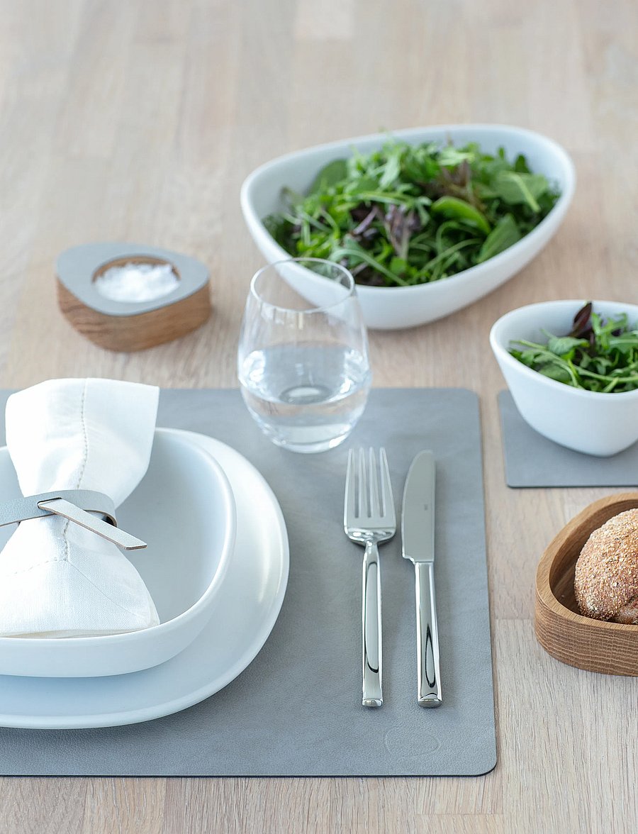 LIND DNA - 4-Set Table Mat Square L Nupo - textiles - light grey - 4