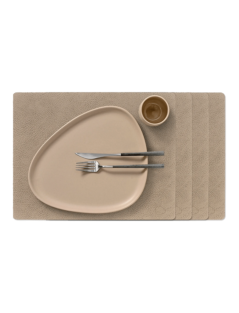 LIND DNA - 4-Set Dækkeserviet Firkantet L Hippo - tekstiler - warm grey - 0