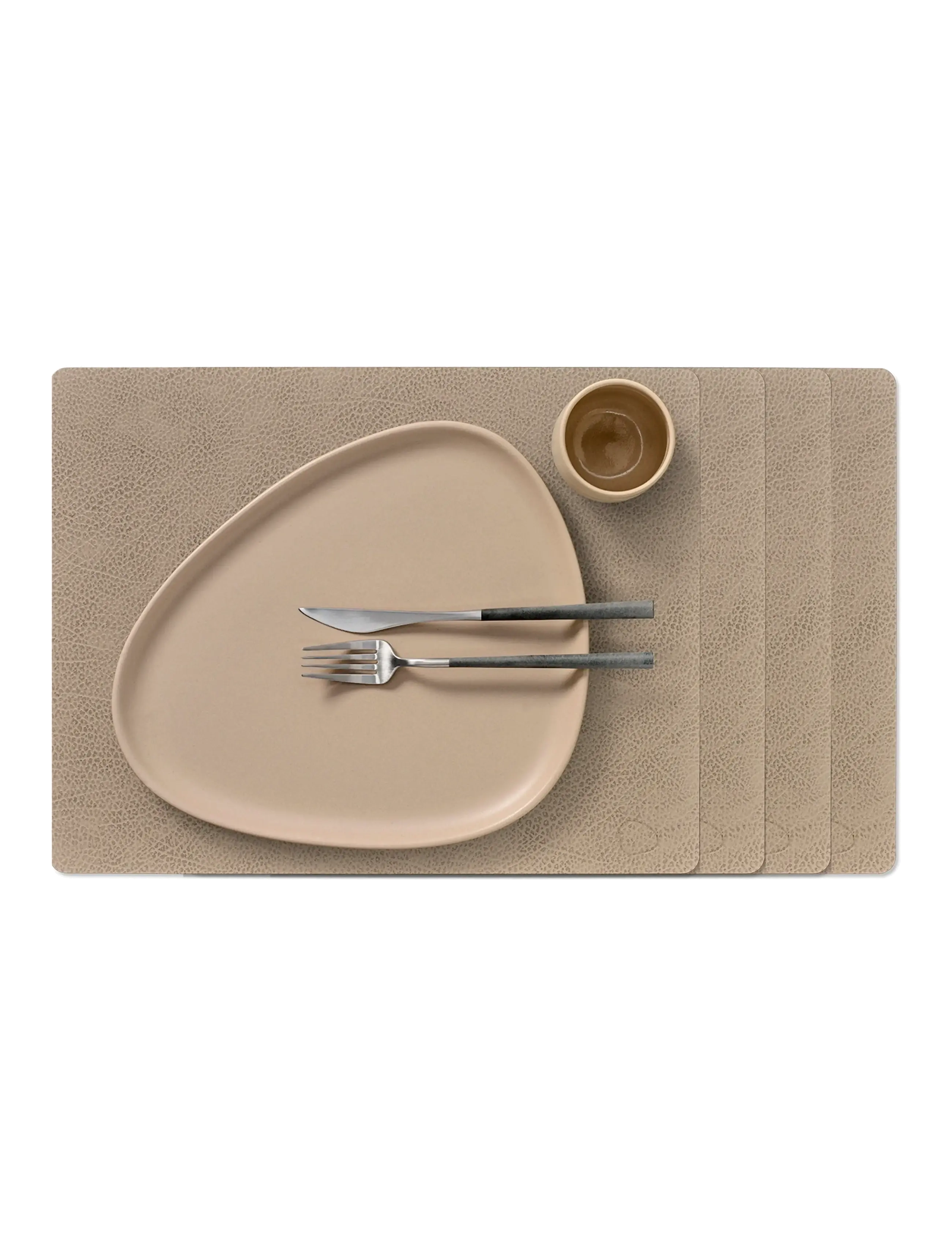 LIND DNA 4-Set Table Mat Square L Hippo - Servering - WARM GREY / grey