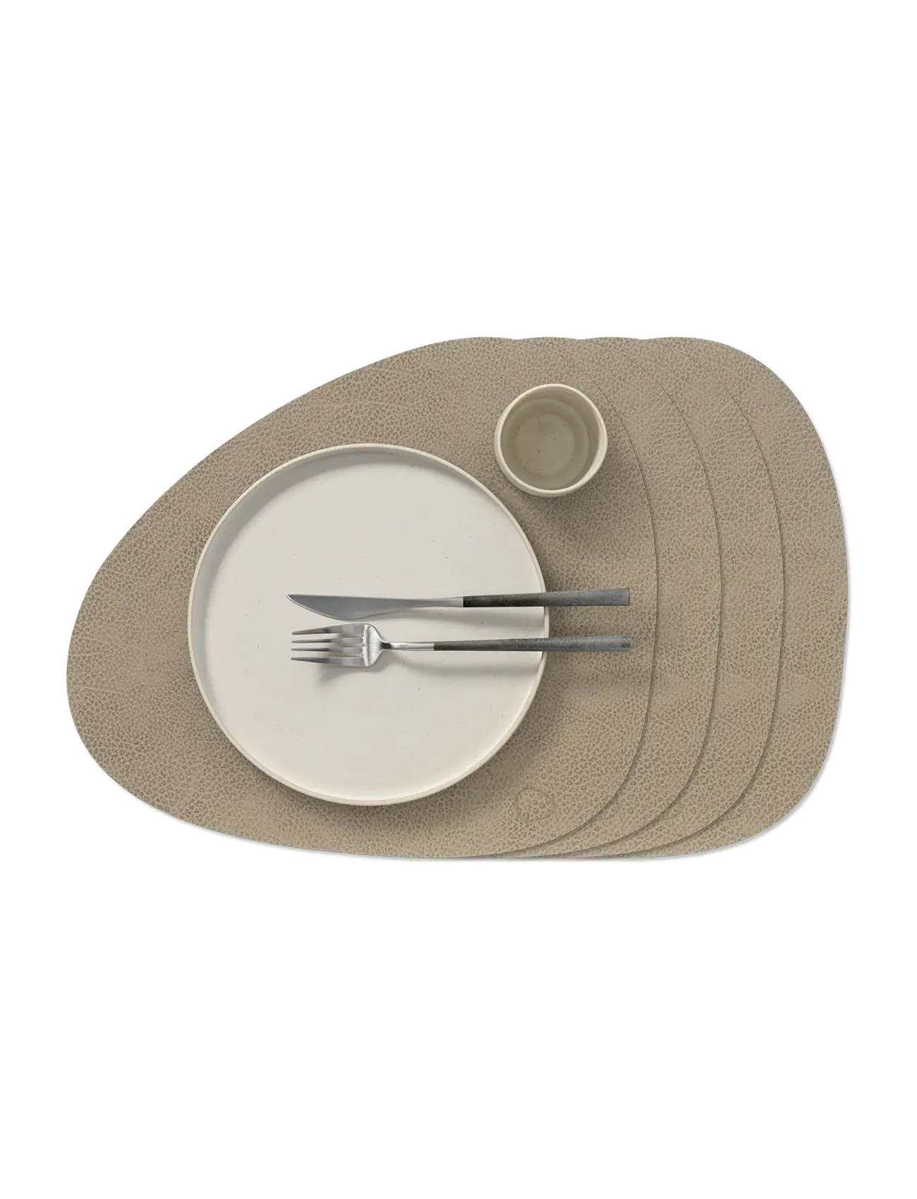 LIND DNA 4-Set Table Mat Curve L Hippo - Tekstiilid - WARM GREY / grey