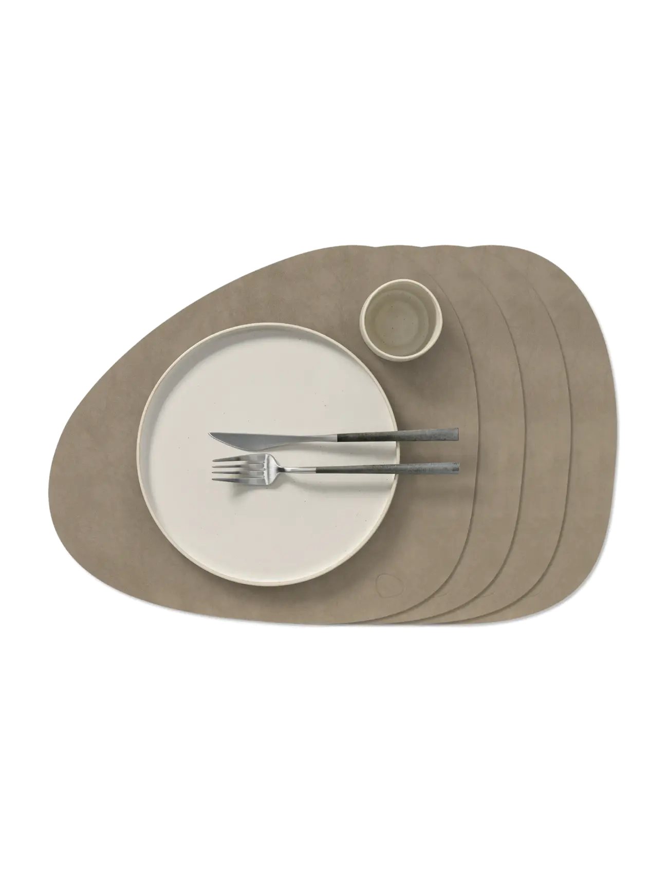 LIND DNA 4 Set Table Mat Curve L Nupo Nomad Grey - LIND DNA - NOMAD GREY / beige