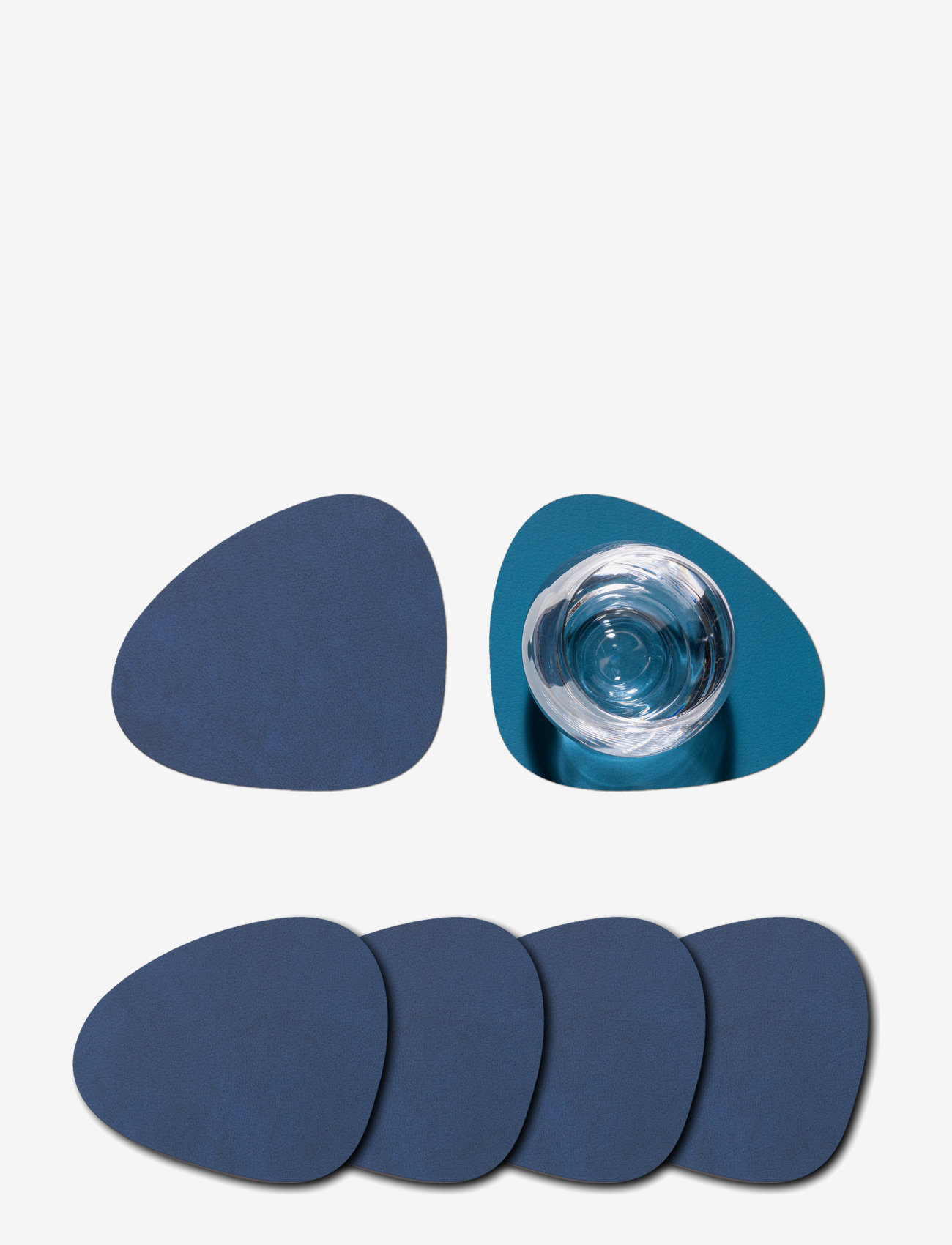 LIND DNA - 4-Set Glass Mat Curve Double - laagste prijzen - midnight blue & petrol - 0