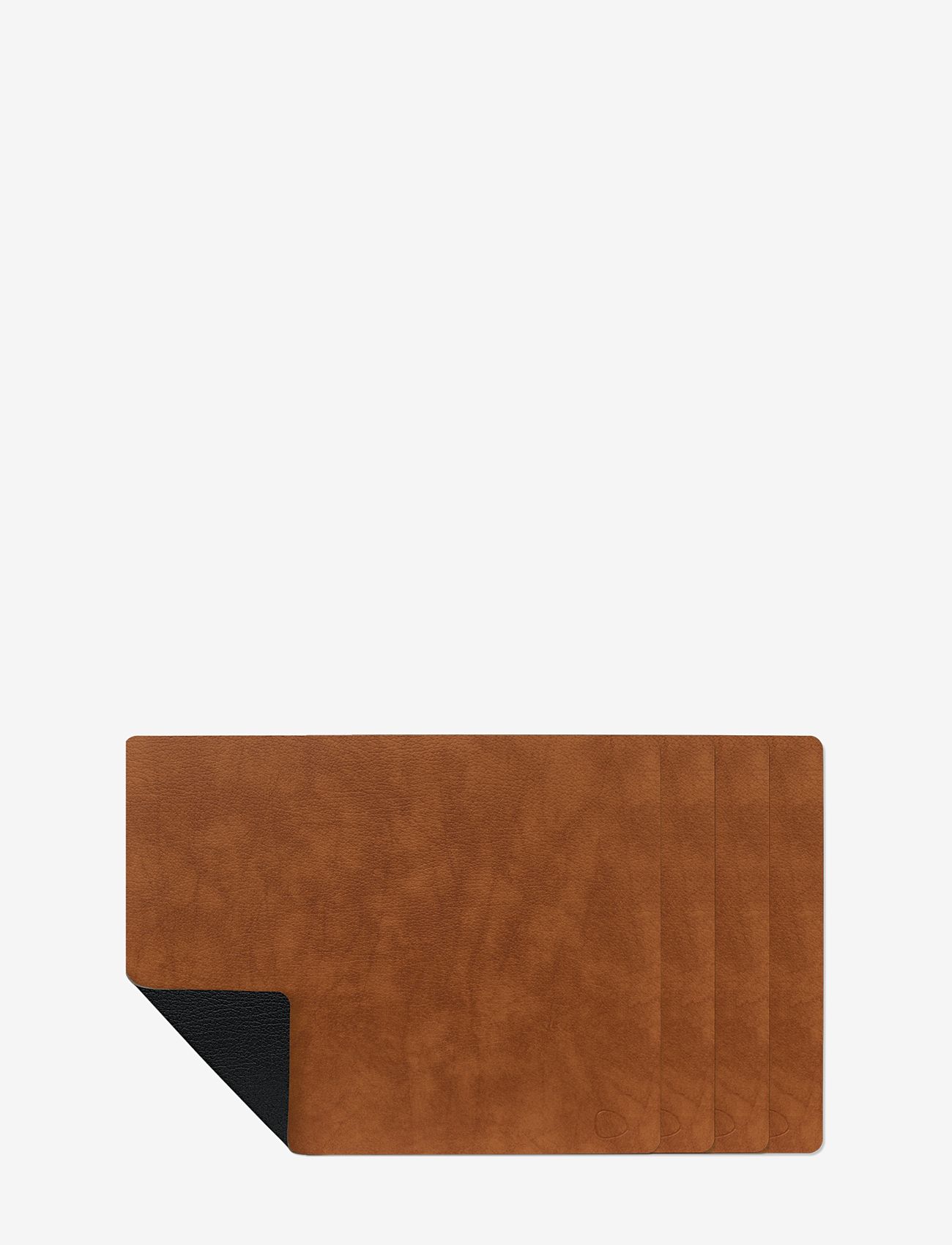 LIND DNA - 4-Set Table Mat Square L Bull Double-sided - cognac & black - 0