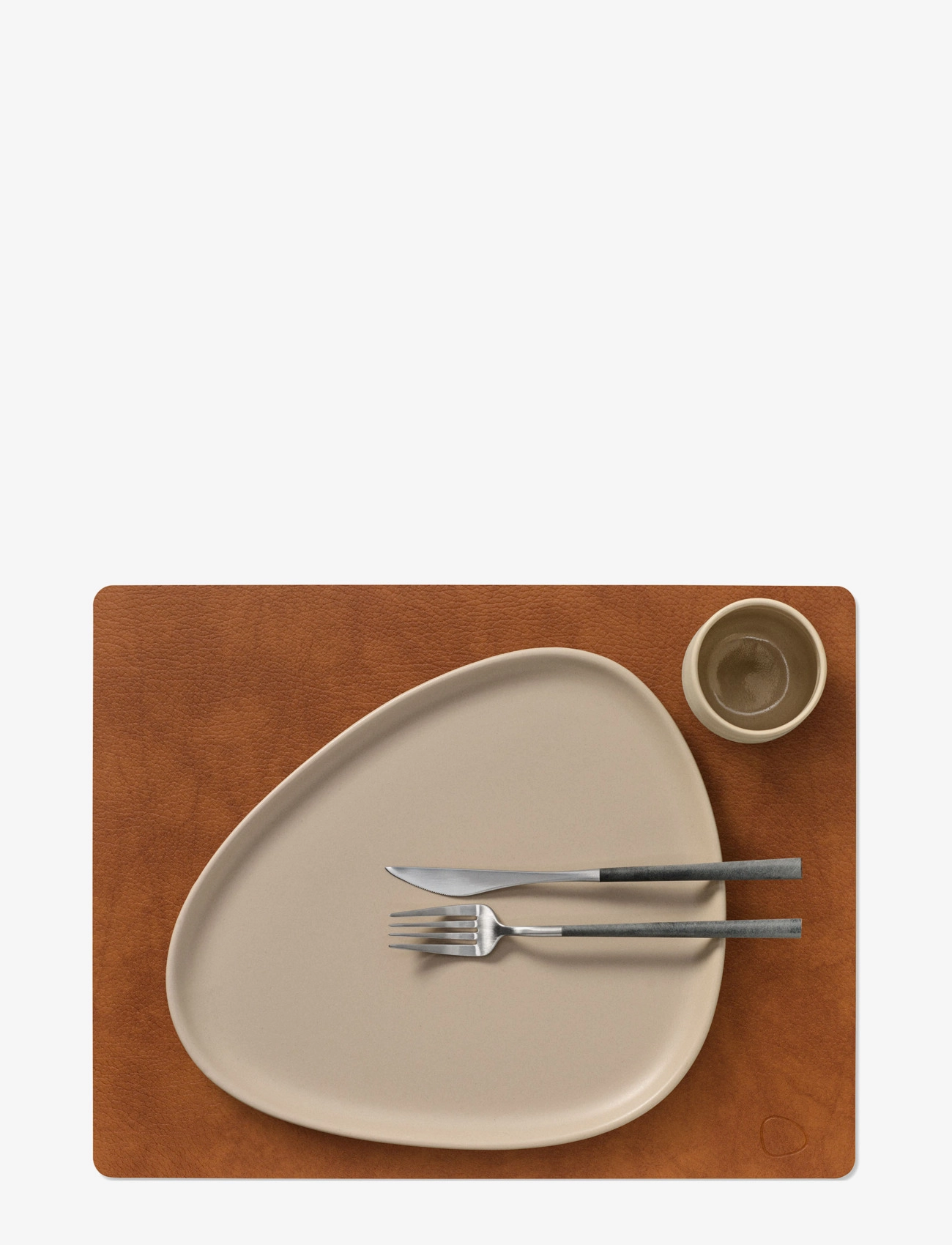 LIND DNA - 4-Set Table Mat Square L Bull Double-sided - cognac & black - 1