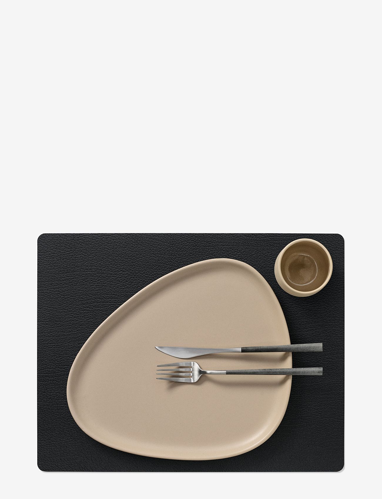 LIND DNA - 4-Set Table Mat Square L Bull Double-sided - cognac & black - 2