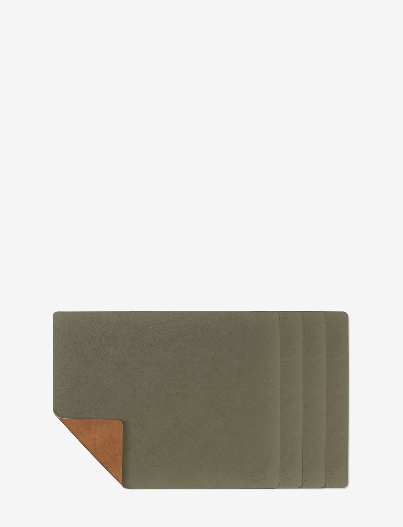 LIND DNA - 4-Set Table Mat Square L Bull Double-sided - army green & nature - 0