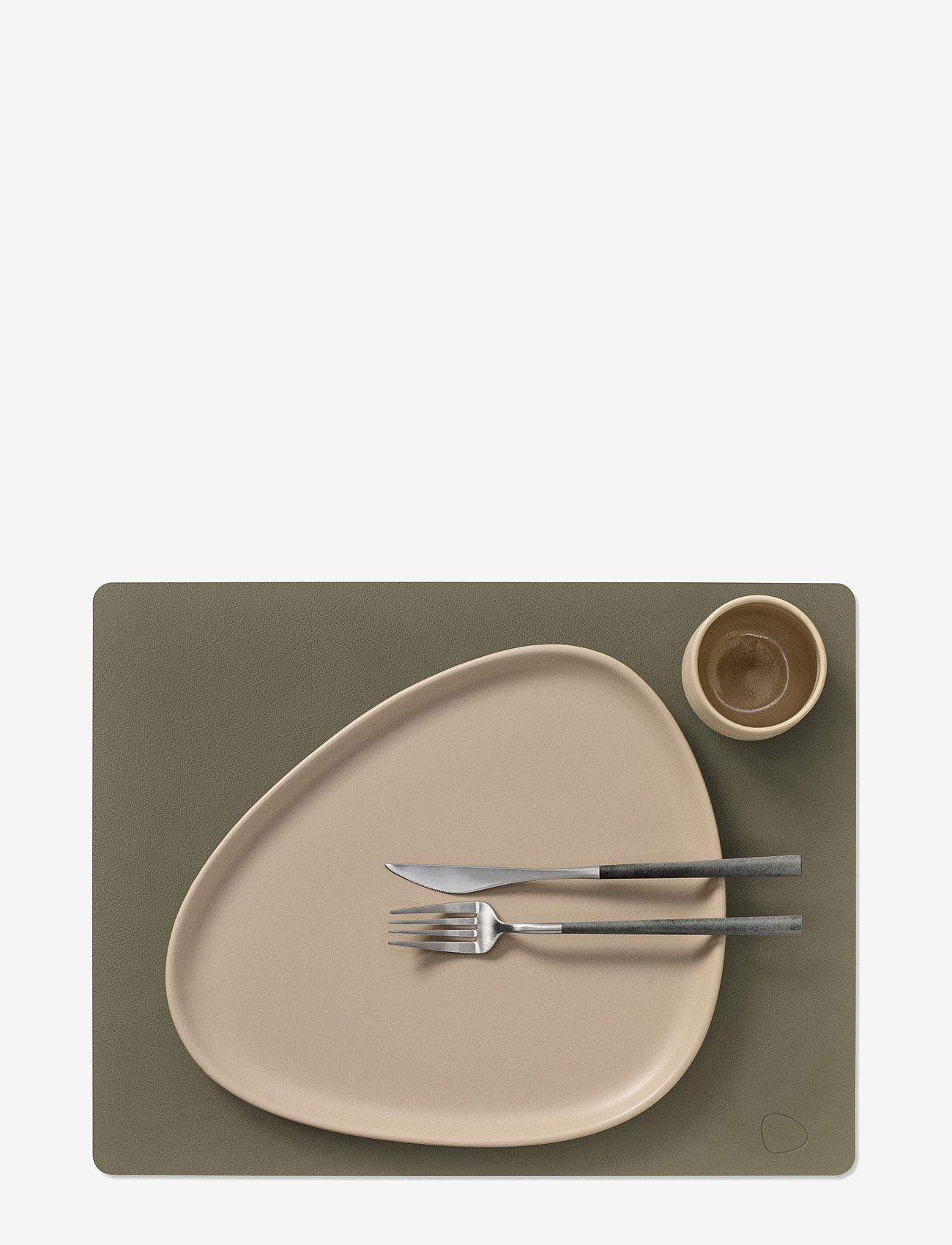 LIND DNA - 4-Set Table Mat Square L Bull Double-sided - army green & nature - 1