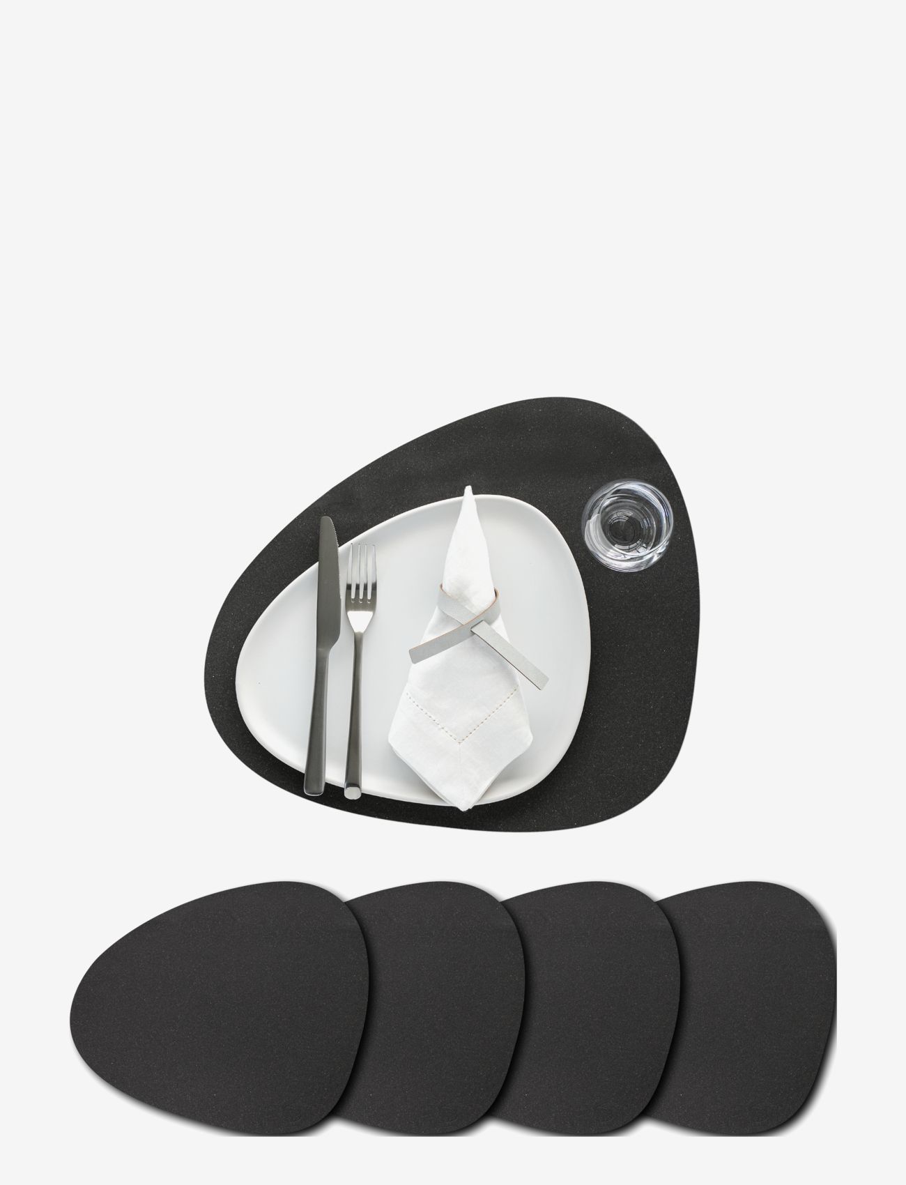 LIND DNA - 4-Set Dækkeserviet Curve L CORE - flecked anthracite - 0