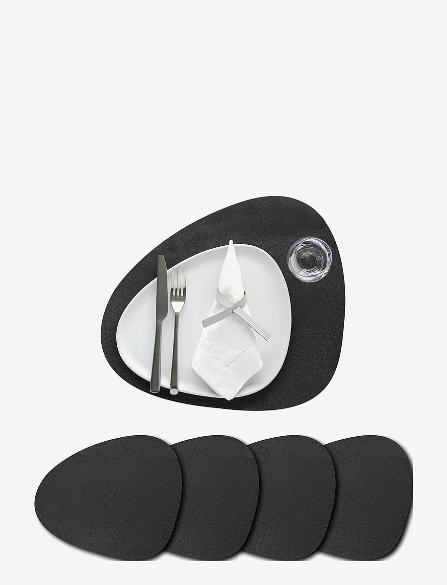 LIND DNA - 4-Set Table Mat Curve L Core - flecked anthracite - 0