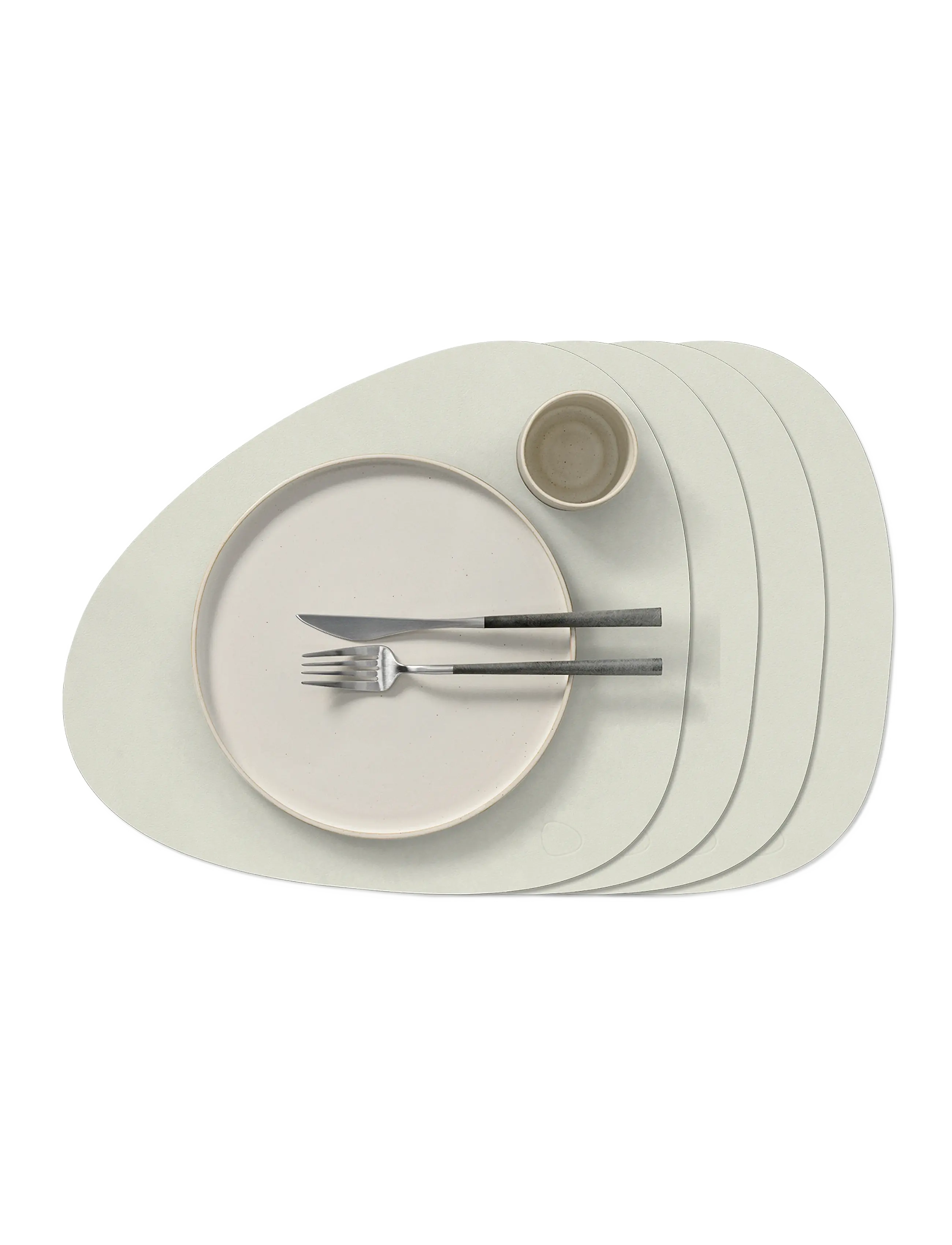 LIND DNA 4-Set Table Mat Curve Nupo - Servering - LINEN / cream