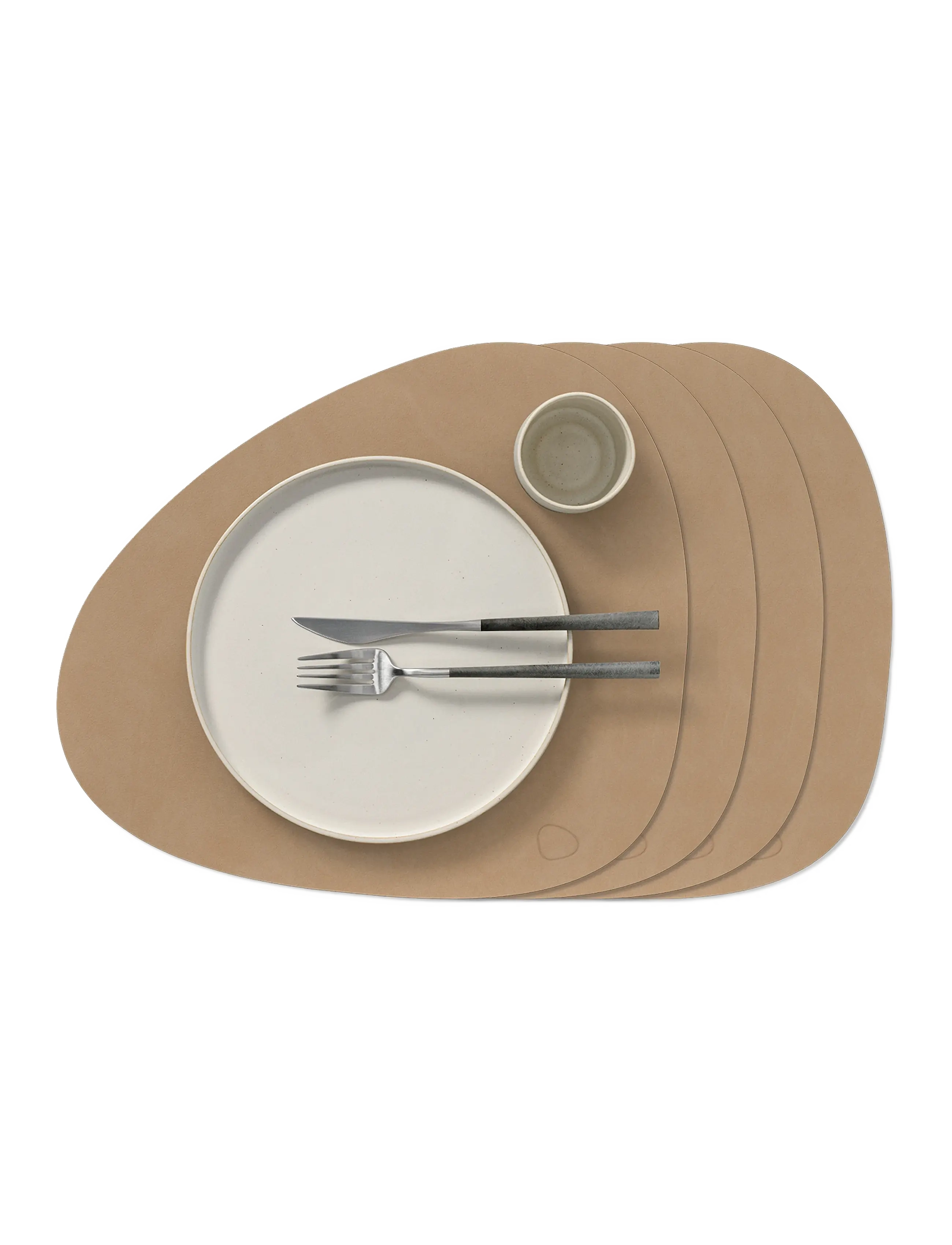 LIND DNA 4-Set Table Mat Curve Nupo - Servering - NOUGAT / beige
