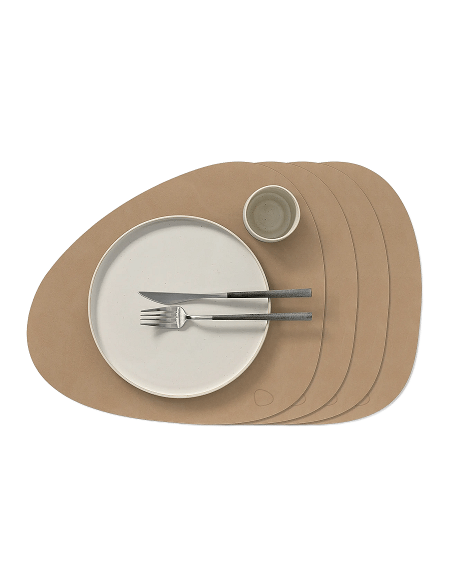 LIND DNA - 4-Set Table Mat Curve Nupo - textilien - nougat - 1