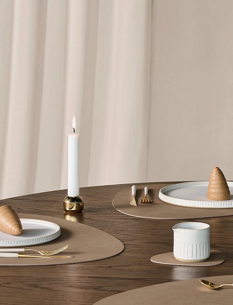 LIND DNA - 4-Set Table Mat Curve Nupo - textilien - nougat - 3