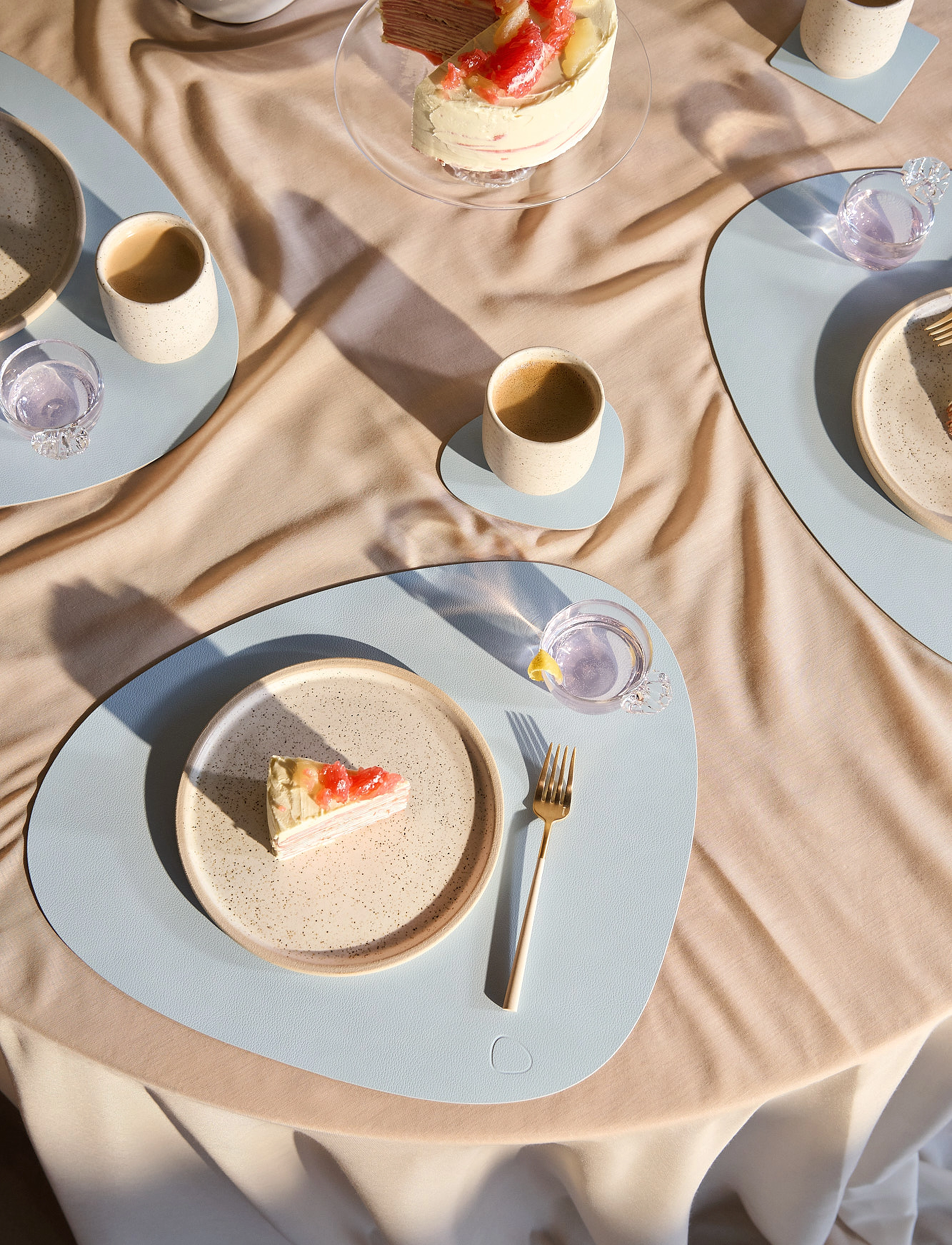 LIND DNA 4-Set Glass Mat Curve Nupo, 11X13 cm, Dining & Table Accessories, Blau - Coasters, Homeware