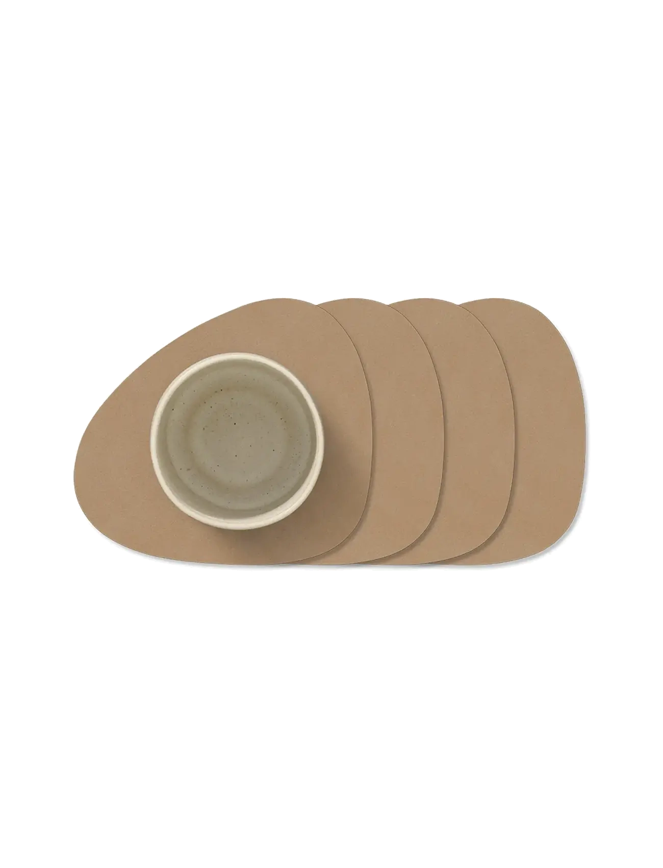 LIND DNA - 4-set Glass Mat Curve Nupo - borðstofu og borð aukahlutir - nougat - 1