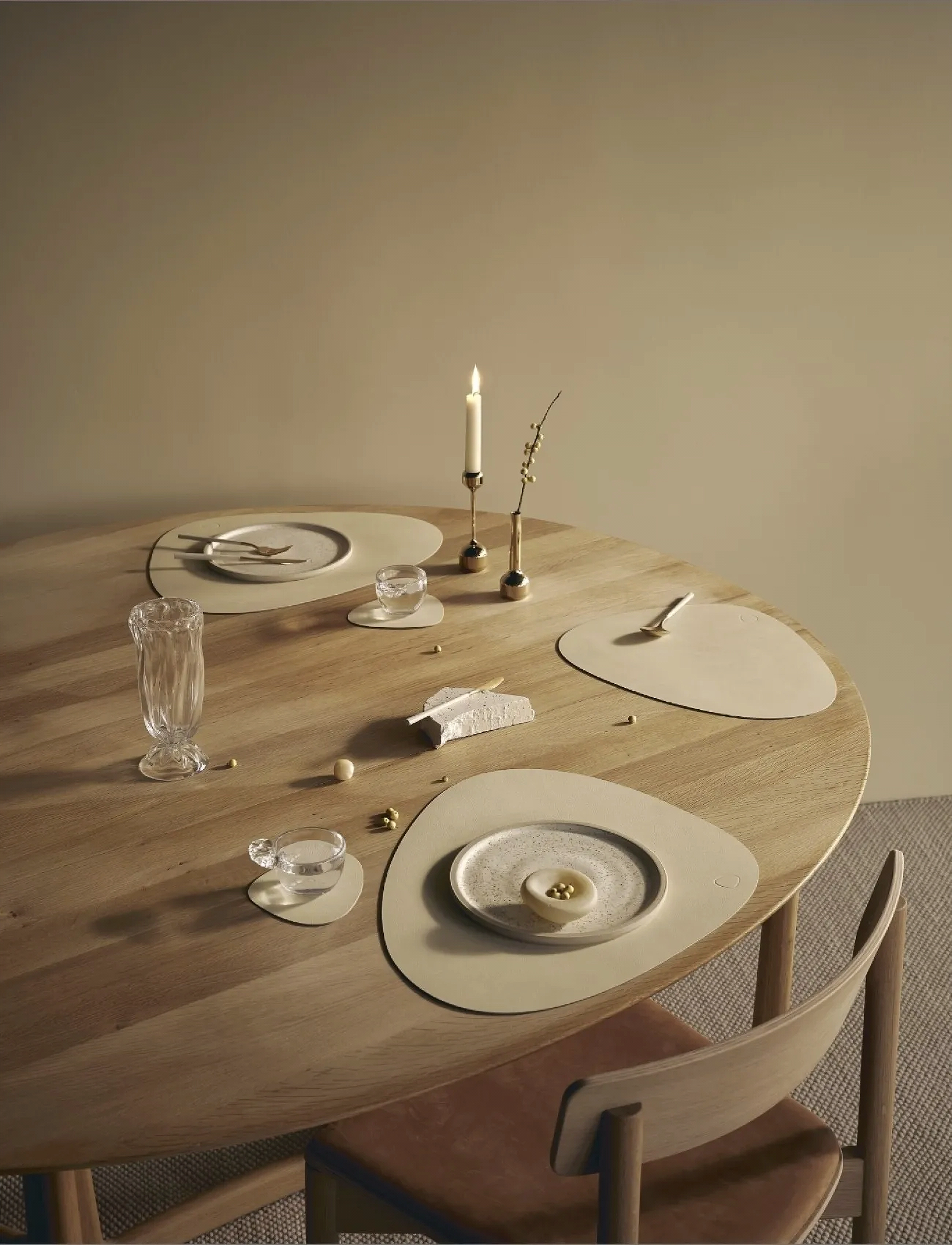 LIND DNA 4-Set Table Mat Curve Nupo, 37X44 cm, Kitchen Textiles, Creme - Placemats, Homeware