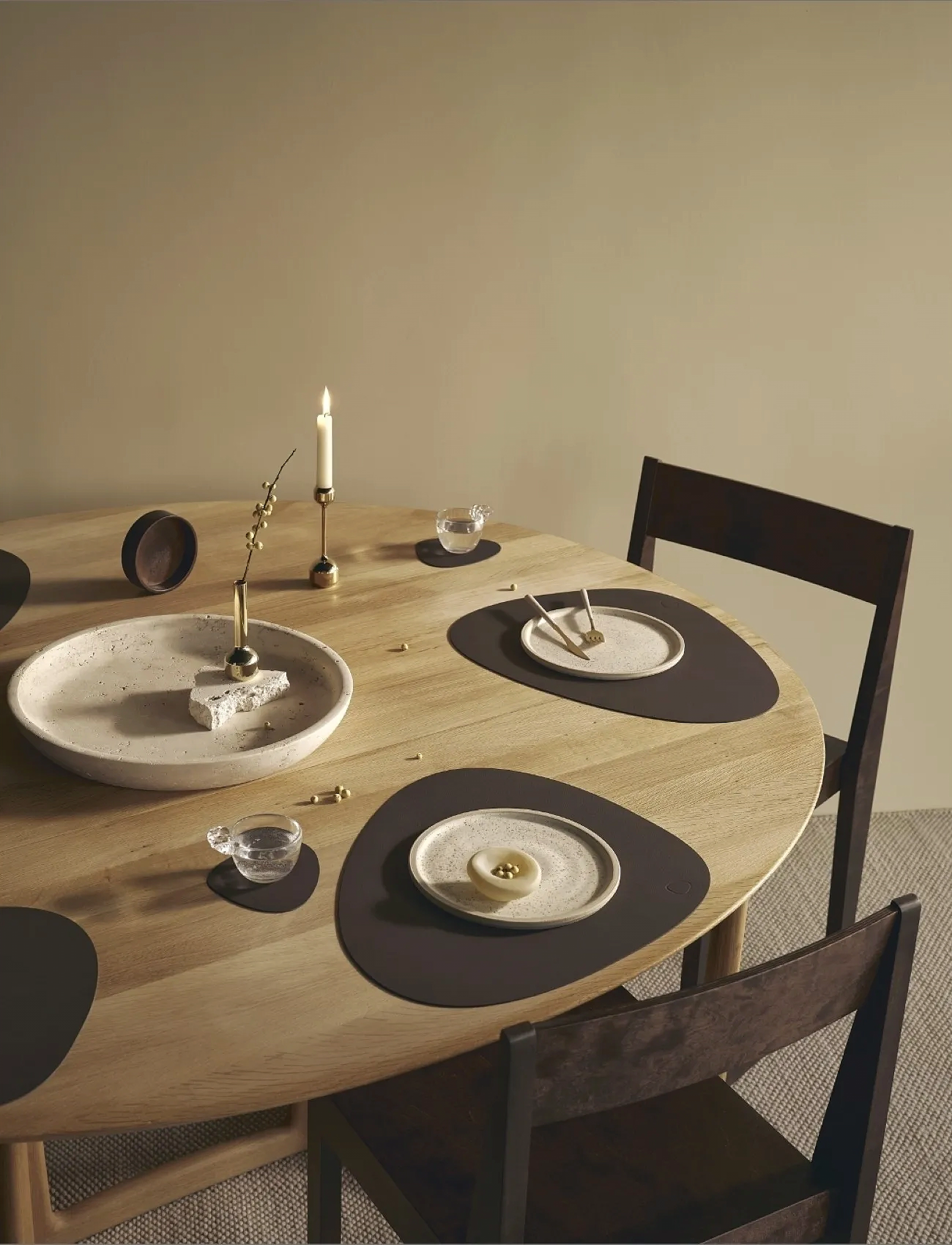 LIND DNA 4-Set Table Mat Curve Nupo, 37X44 cm, Kitchen Textiles, Braun - Placemats, Homeware