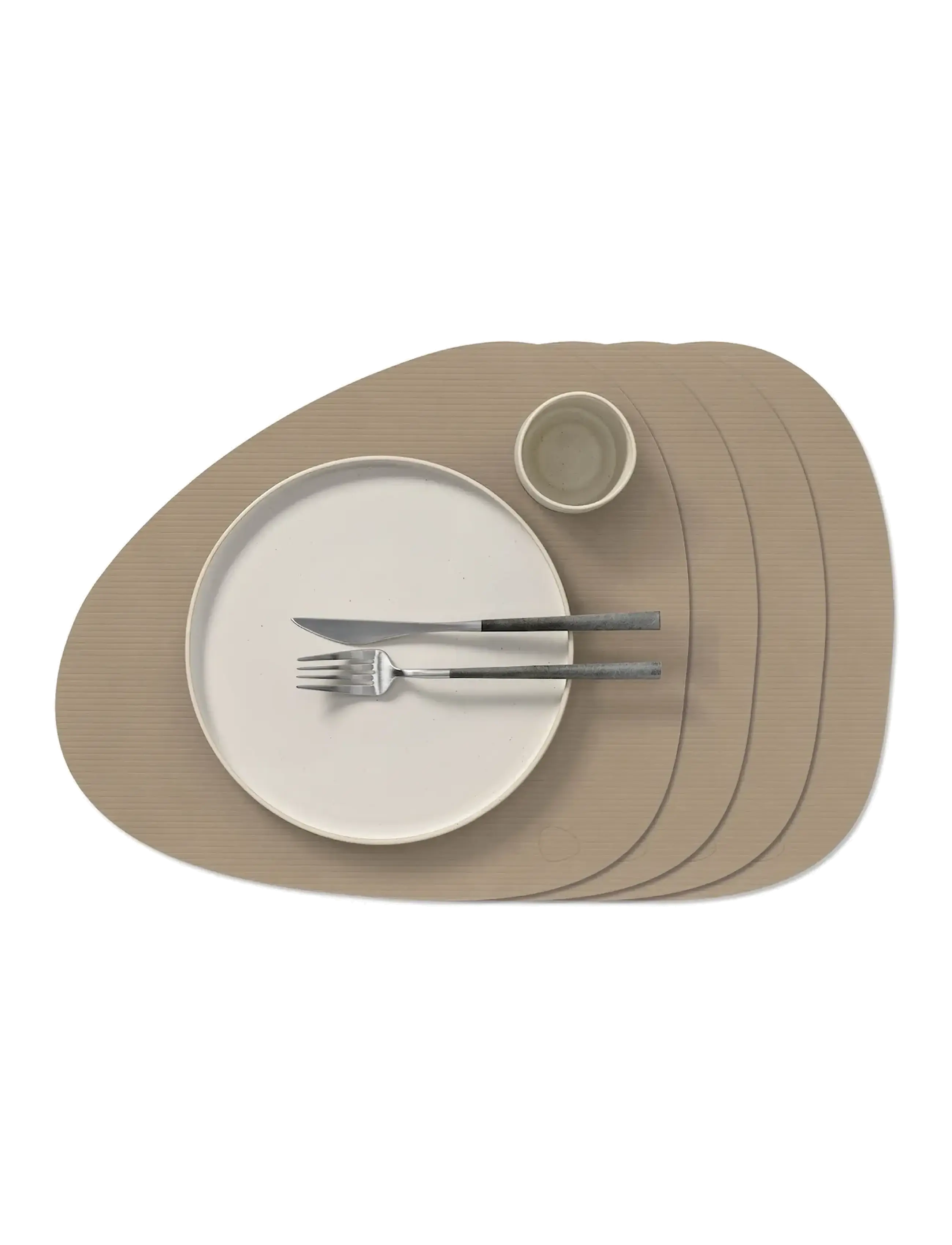 LIND DNA 4-Set Table Mat Curve L Corduroy - Servering - CLAY BROWN / beige