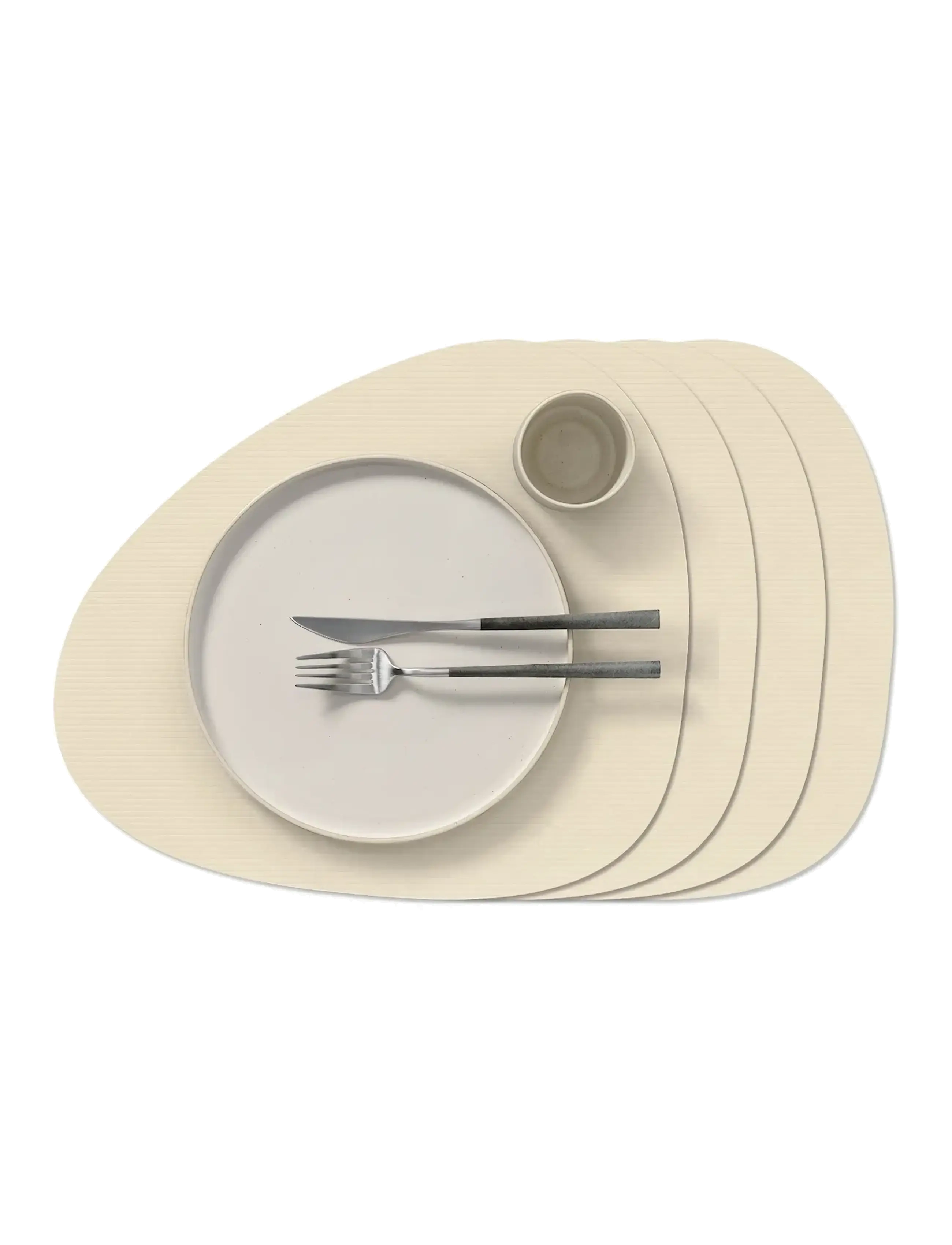 4-Set Table Mat Curve L Corduroy - VANILLA