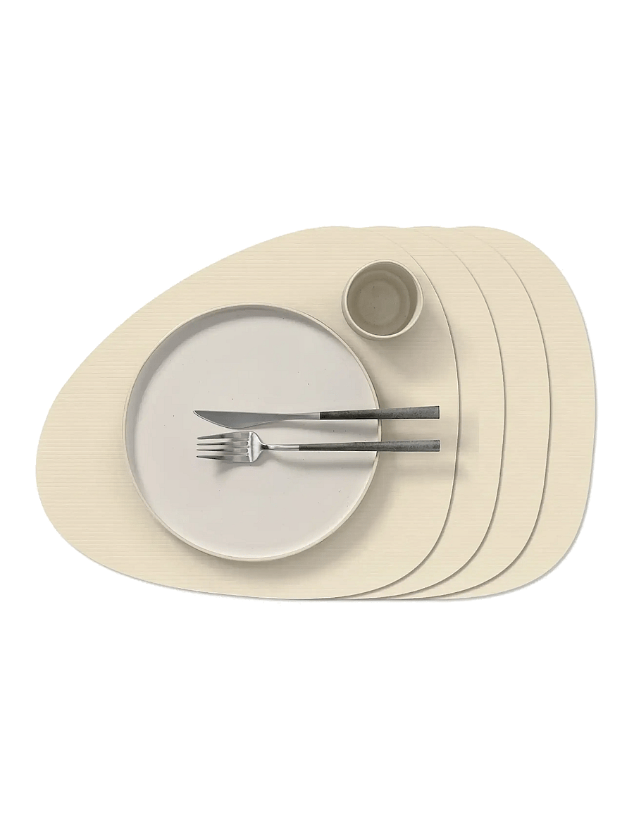 LIND DNA - 4-Set Table Mat Curve L Corduroy - tekstilė - vanilla - 1