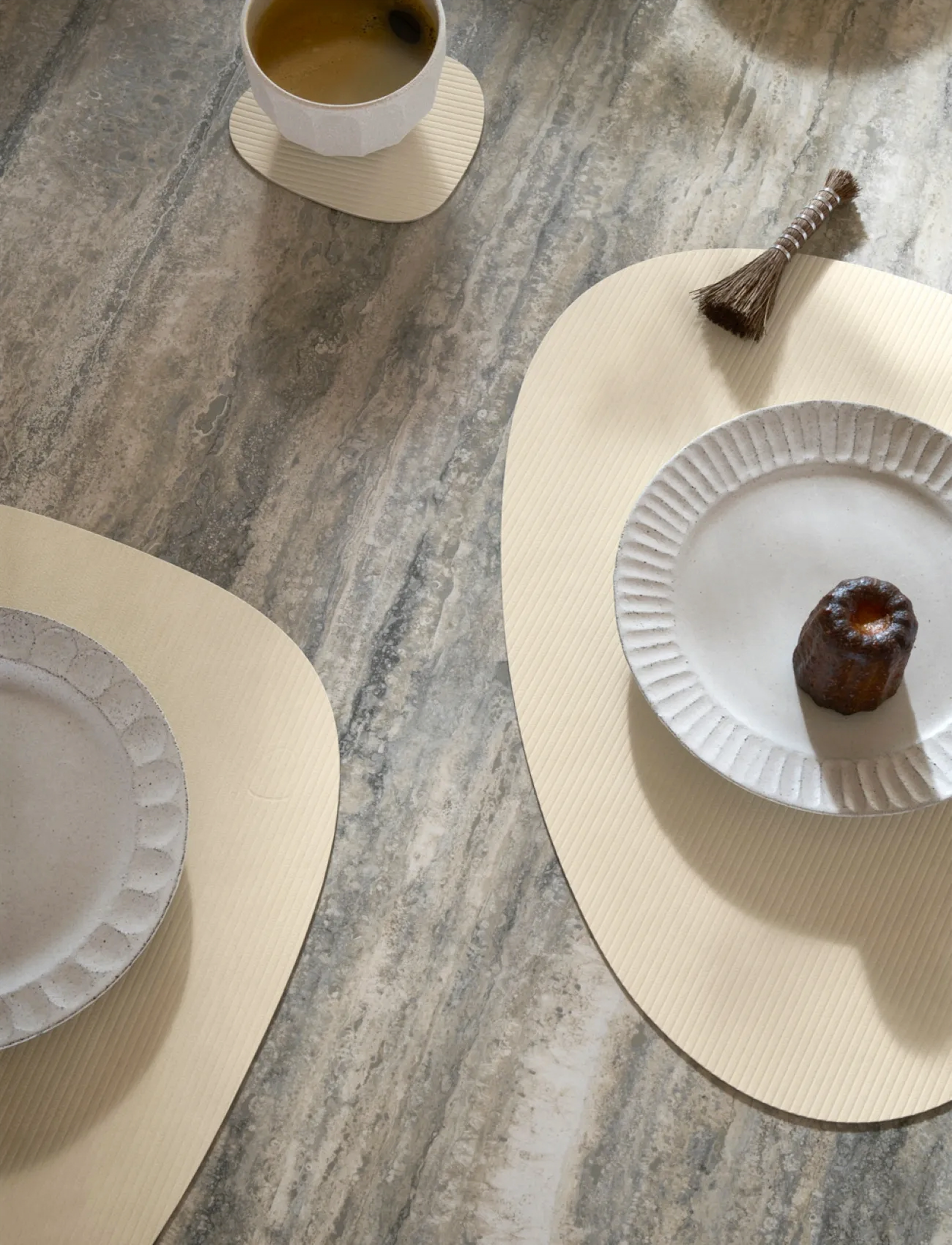 LIND DNA - 4-Set Table Mat Curve L Corduroy - tekstilė - vanilla - 4